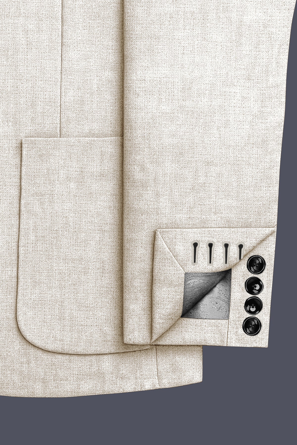 Cashmere-Pearl Cream Luxurious Linen Single Breasted Sports Suit