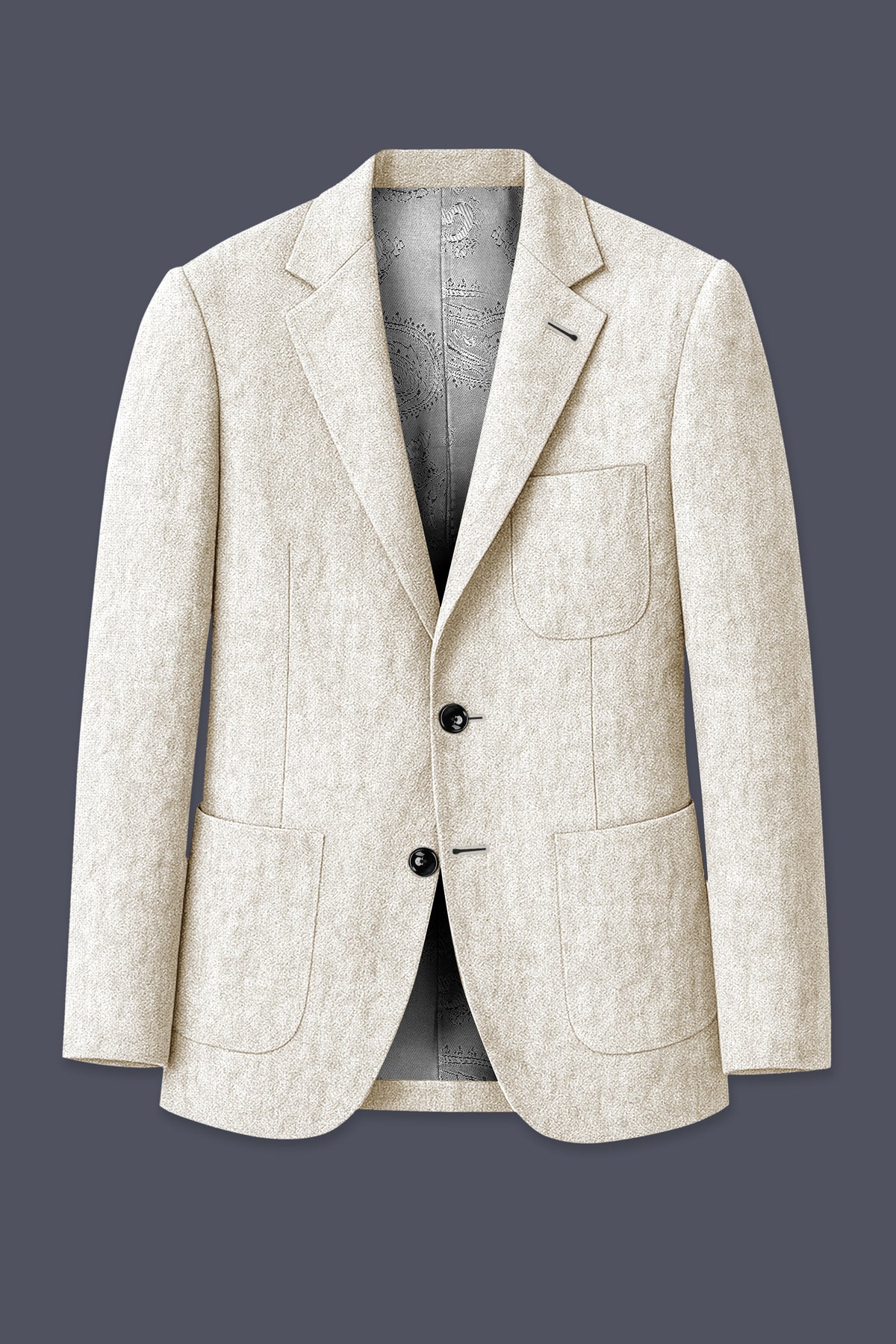 Cashmere-Pearl Cream Luxurious Linen Single Breasted Sports Suit