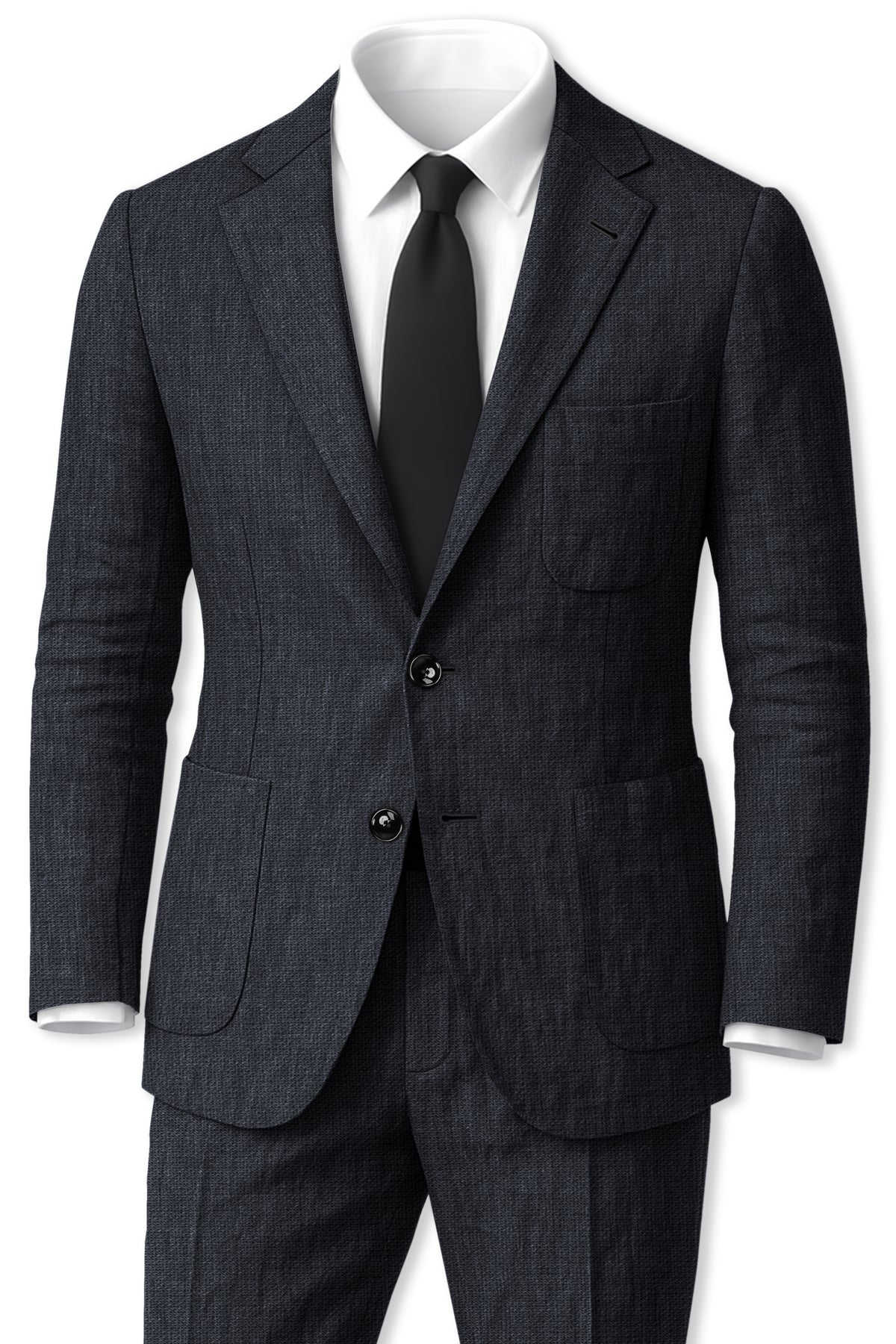 Graphite-Vulcan Gray Luxurious Linen Single Breasted Sports Suit
