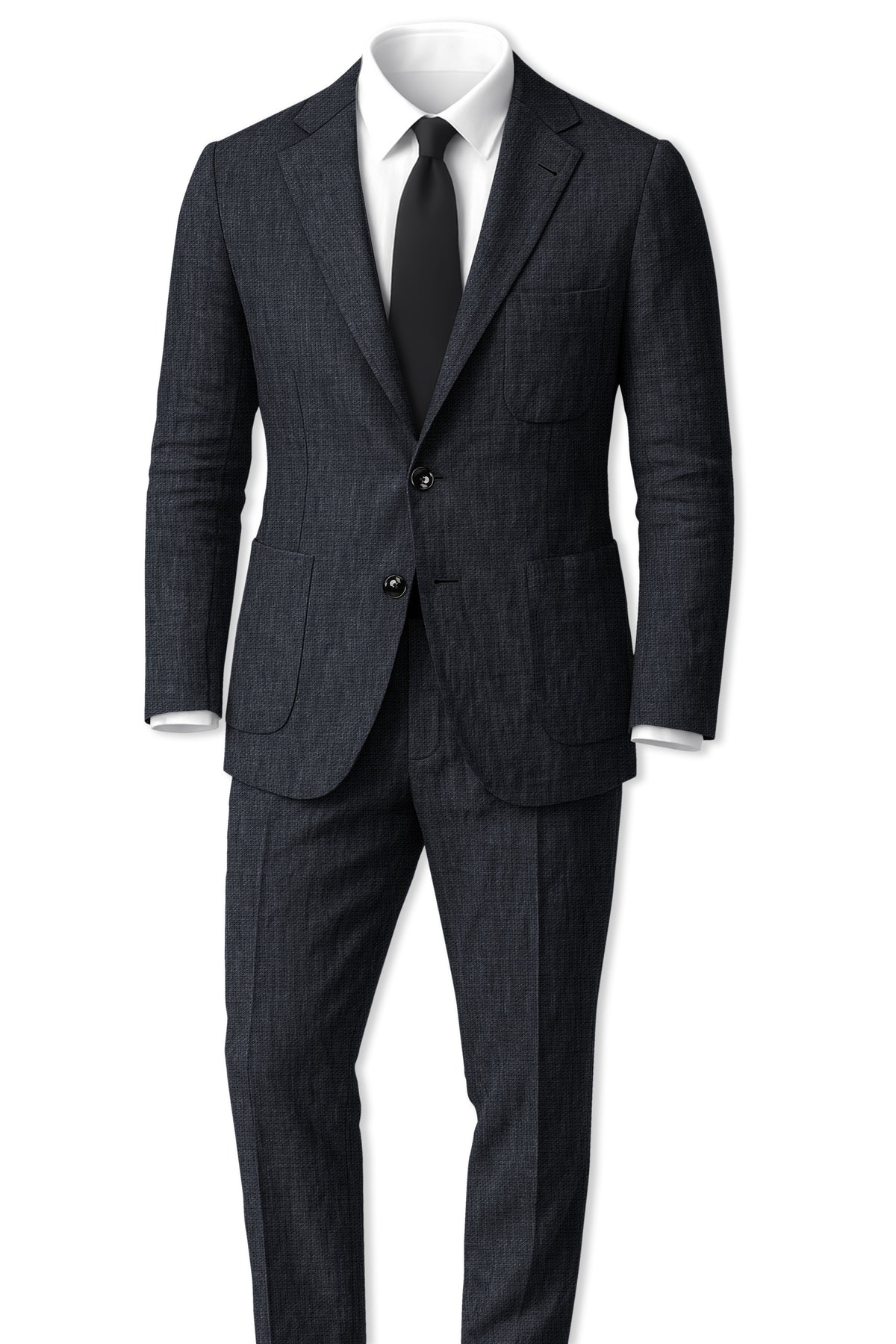Graphite-Vulcan Gray Luxurious Linen Single Breasted Sports Suit