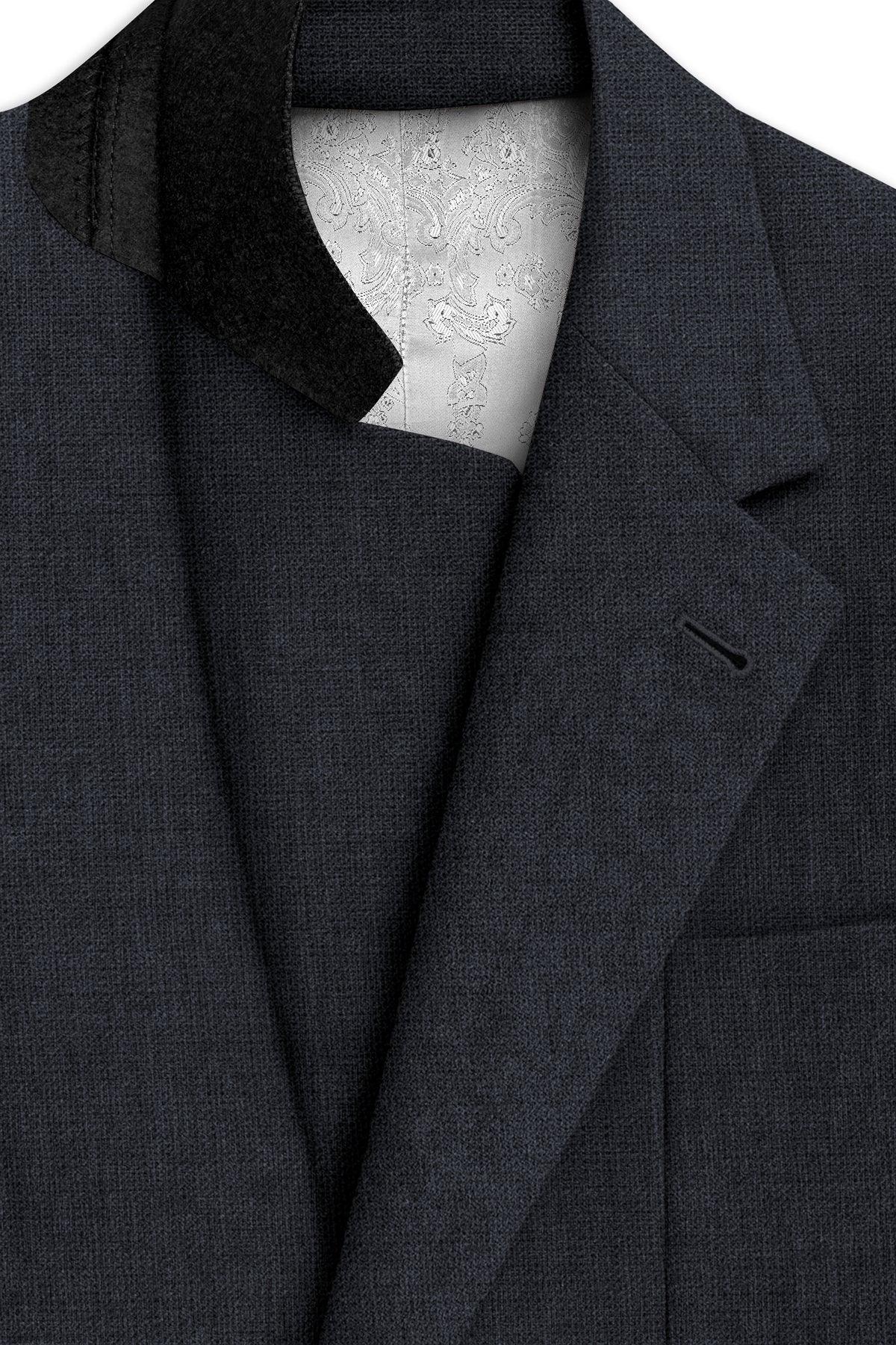 Graphite-Vulcan Gray Luxurious Linen Single Breasted Sports Suit