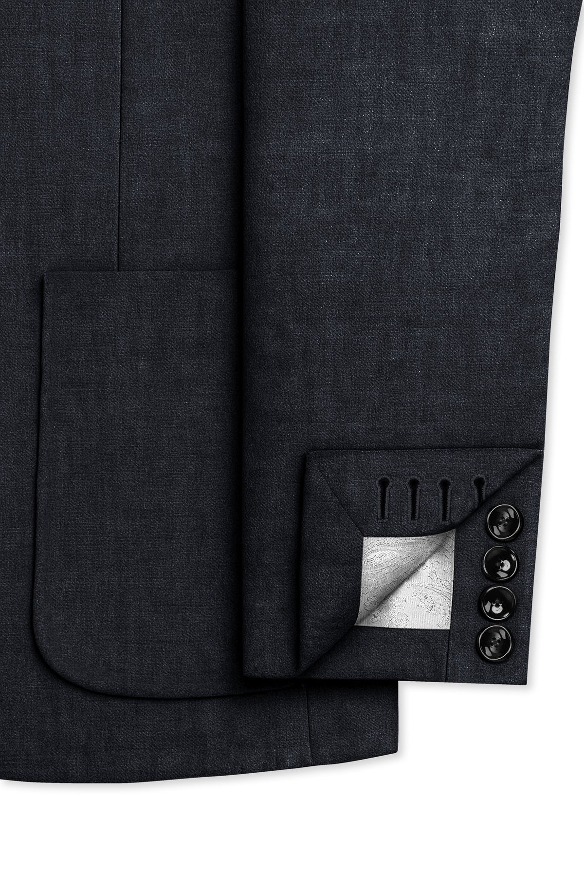 Graphite-Vulcan Gray Luxurious Linen Single Breasted Sports Suit