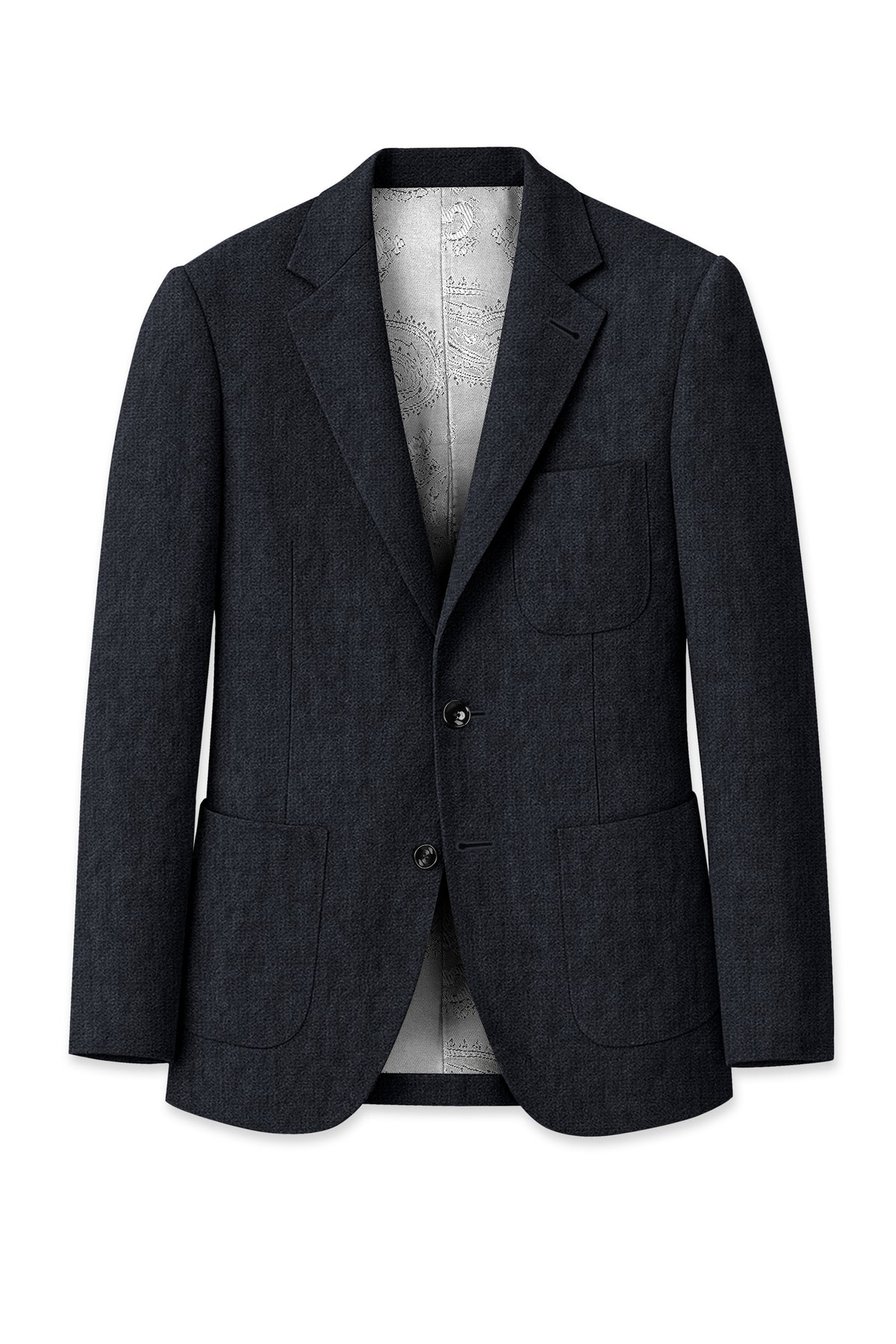Graphite-Vulcan Gray Luxurious Linen Single Breasted Sports Suit