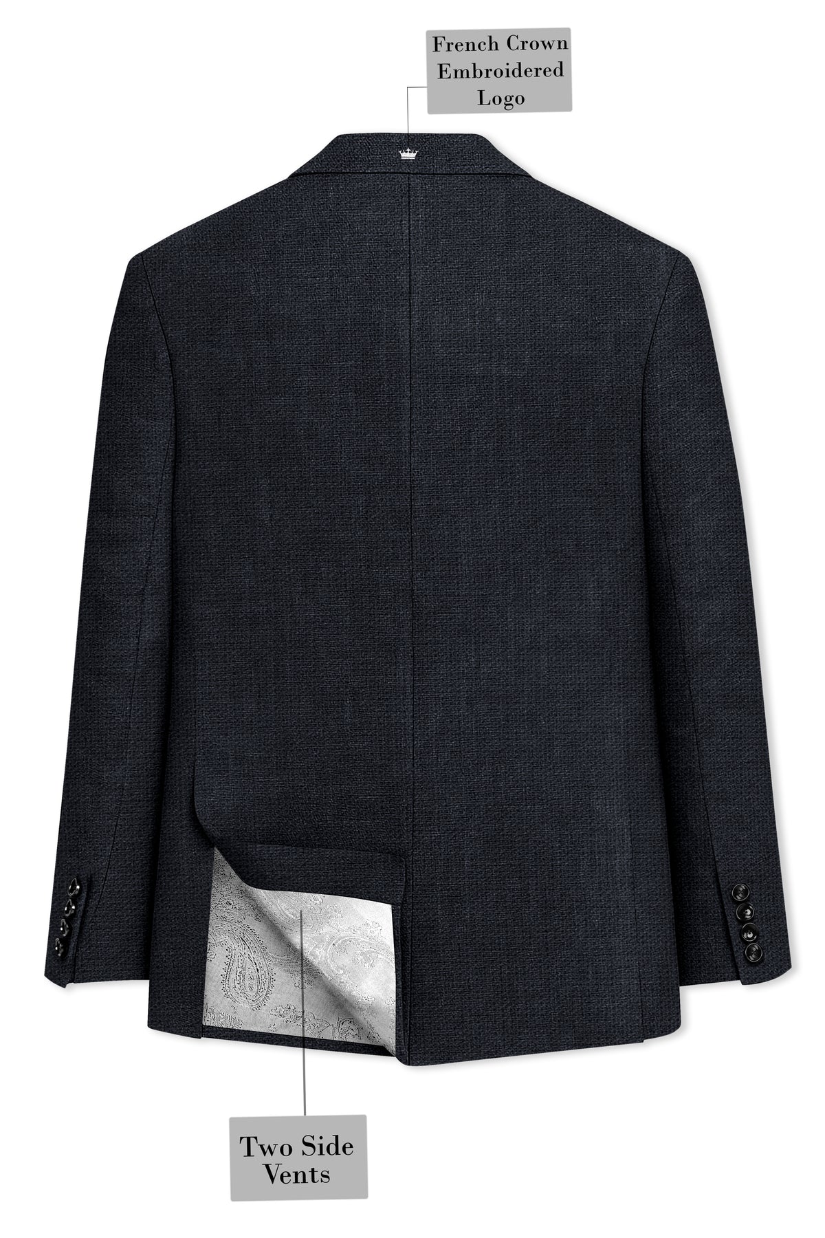 Graphite-Vulcan Gray Luxurious Linen Single Breasted Sports Suit