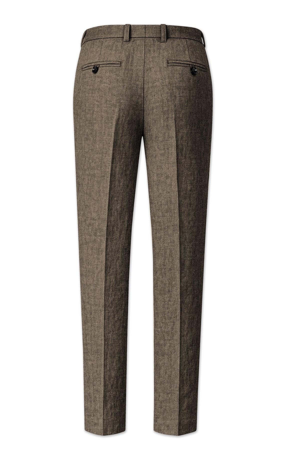 Cognac-Walnut Brown Luxurious Linen Single Breasted Sports Suit