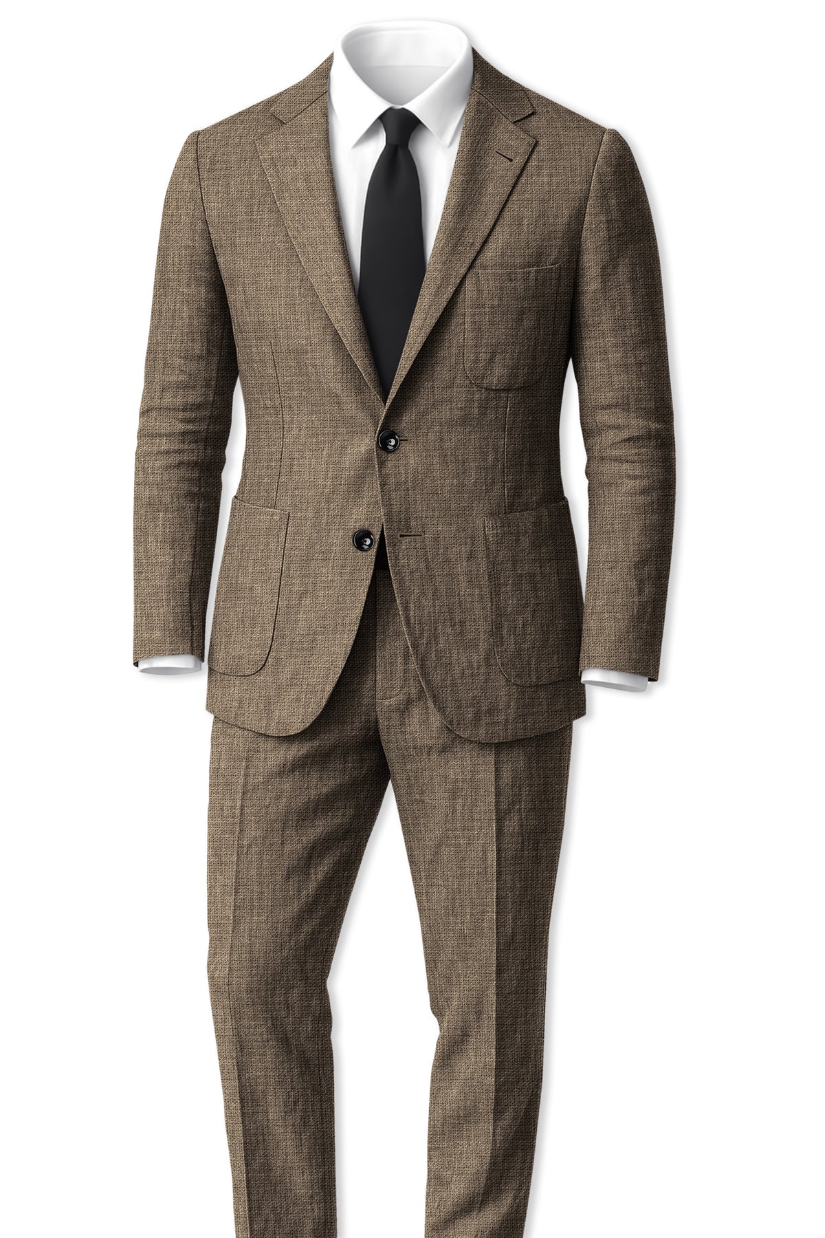 Cognac-Walnut Brown Luxurious Linen Single Breasted Sports Suit