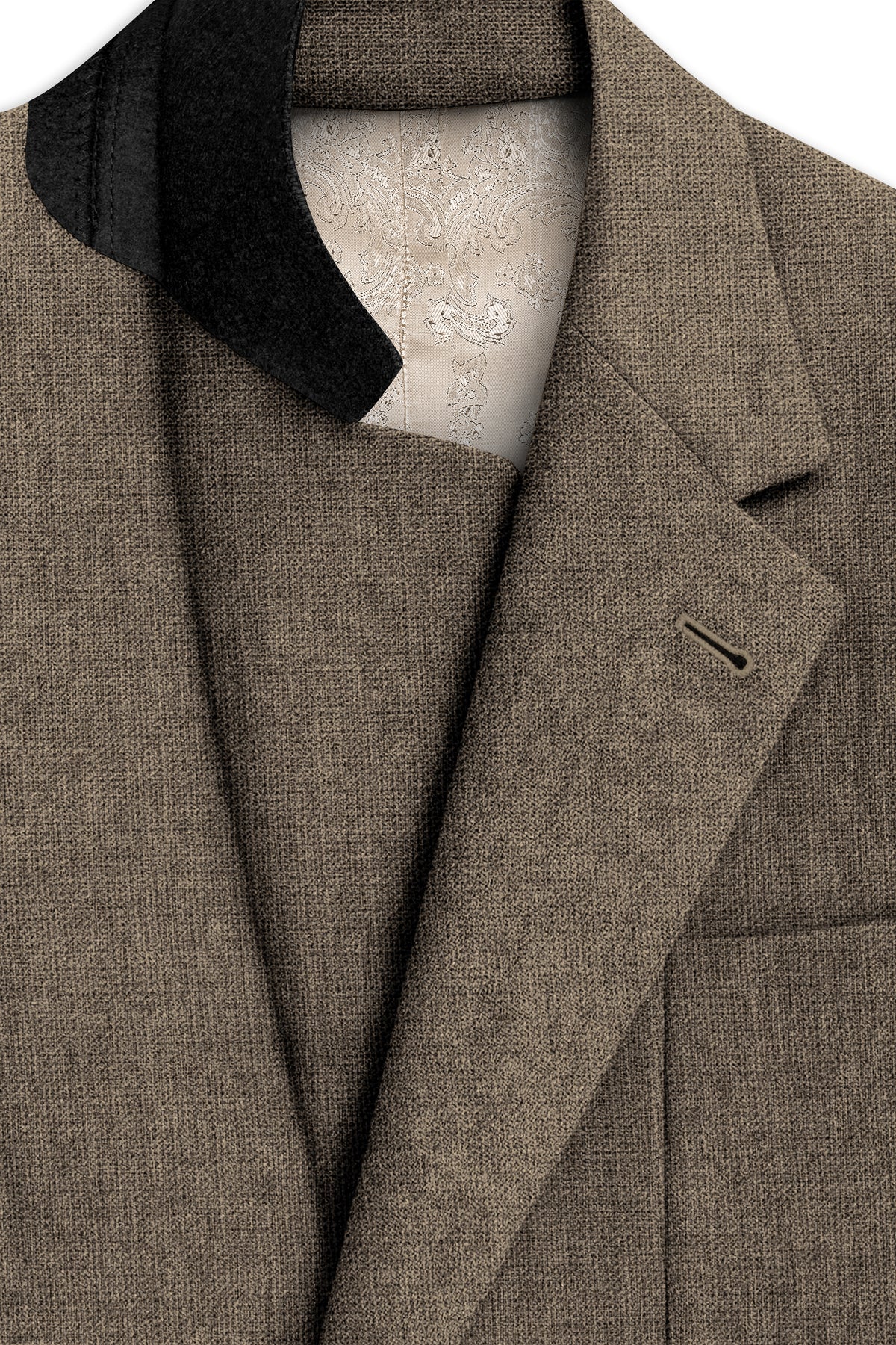 Cognac-Walnut Brown Luxurious Linen Single Breasted Sports Suit