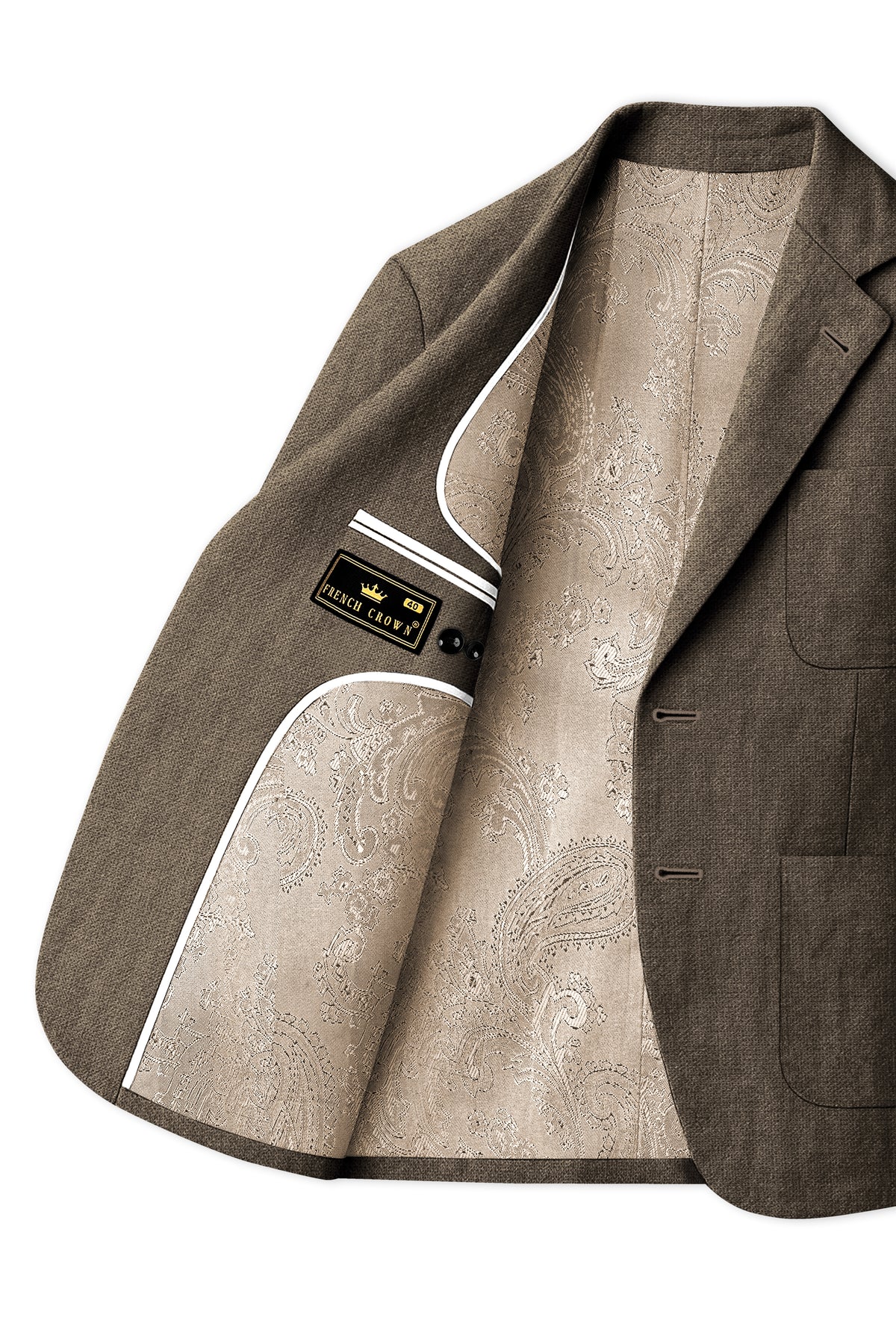 Cognac-Walnut Brown Luxurious Linen Single Breasted Sports Suit