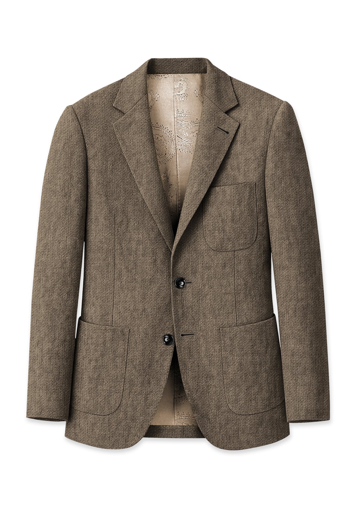 Cognac-Walnut Brown Luxurious Linen Single Breasted Sports Suit