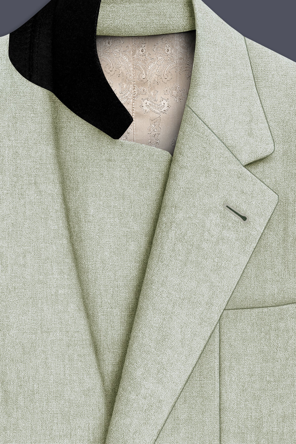 Verdure-Heathered Green Luxurious Linen Single Breasted Sports Suit