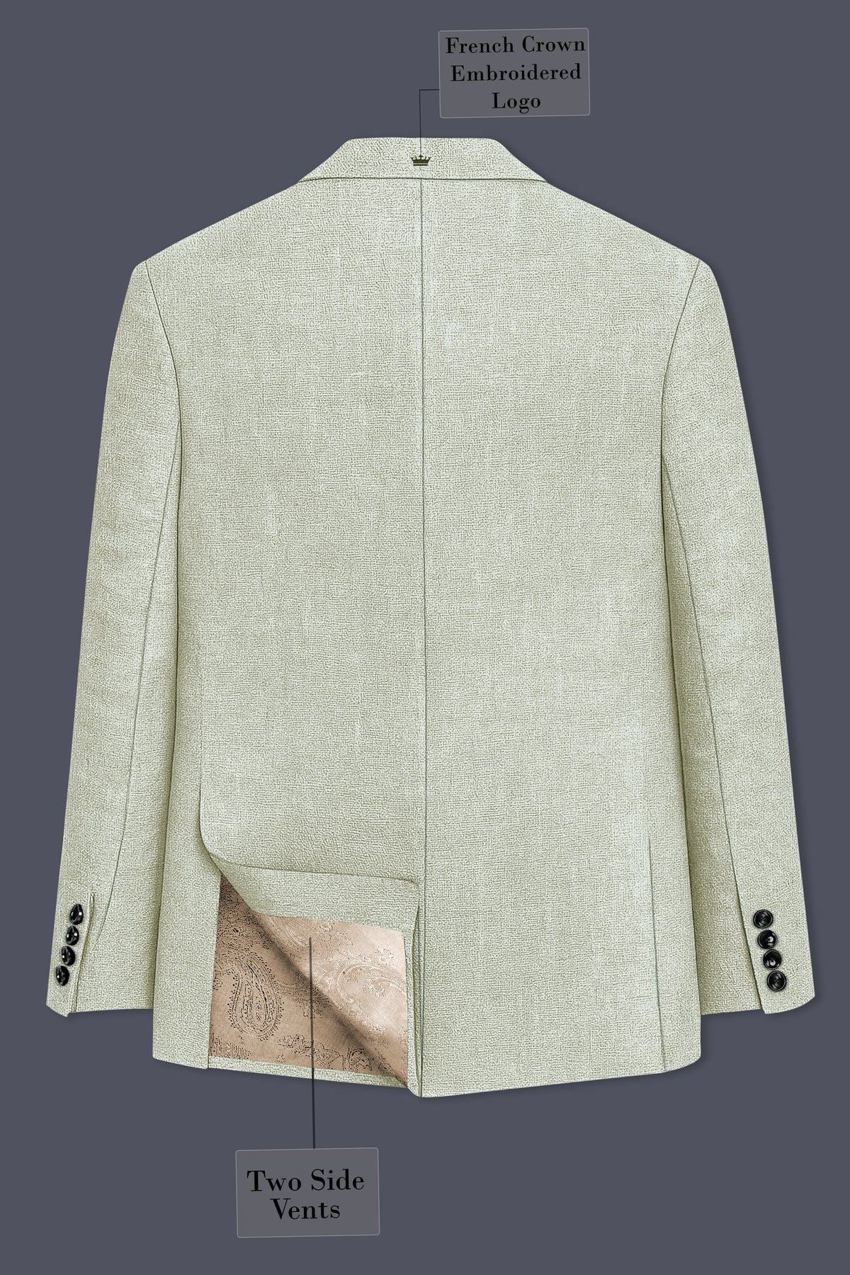 Verdure-Heathered Green Luxurious Linen Single Breasted Sports Suit