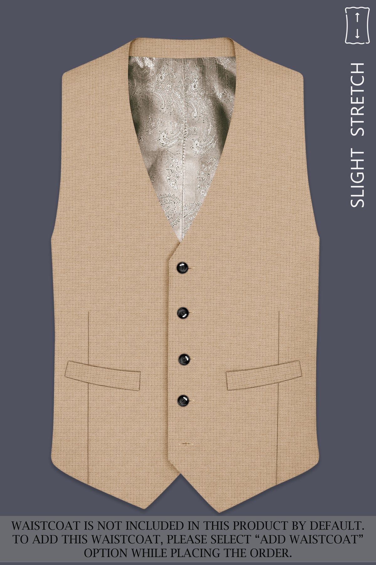 Mahogany-Pavlova Brown Diamond Textured Wool Rich Slight Stretch Single Breasted Suit