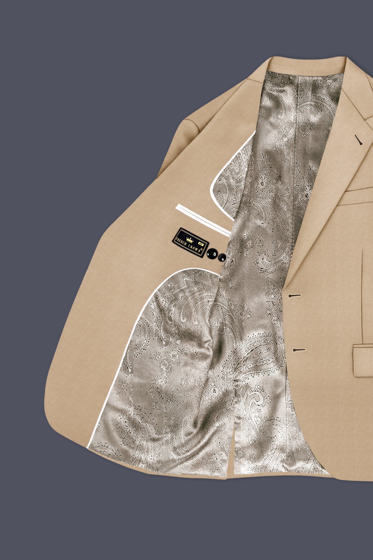 Mahogany-Pavlova Brown Diamond Textured Wool Rich Slight Stretch Single Breasted Suit