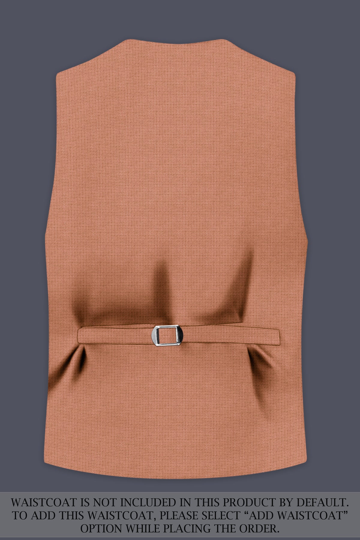 Terracotta-Salmon Brown Diamond Textured Wool Rich Slight Stretch Single Breasted Suit