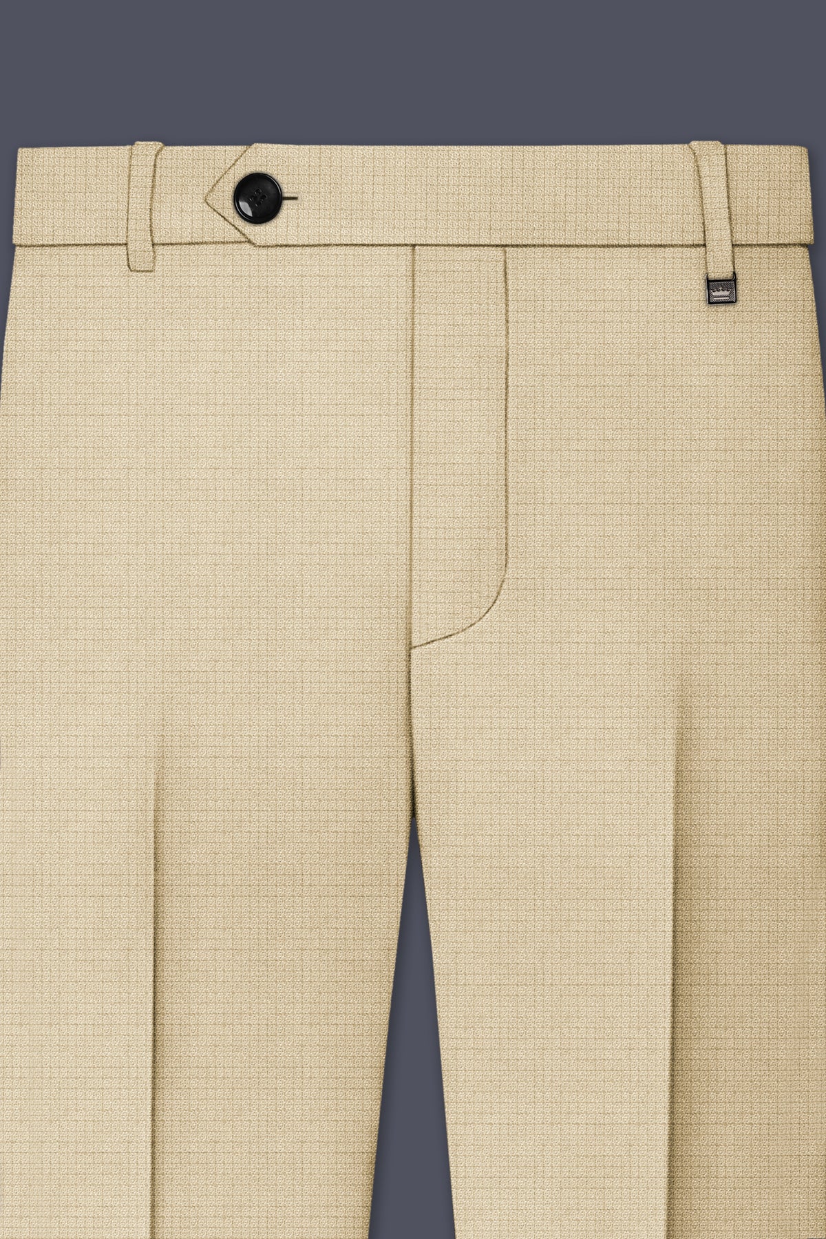Alabaster-Vanilla Cream Diamond Textured Wool Rich Slight Stretch Cross Placket Bandhgala Suit