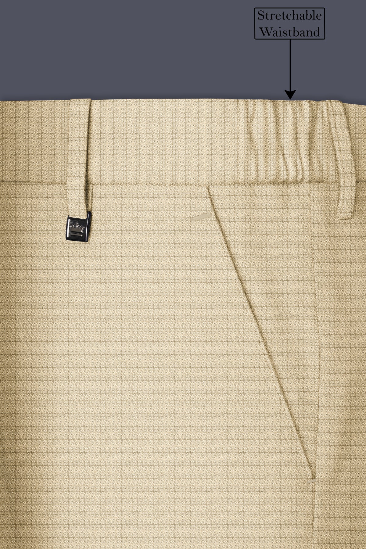 Alabaster-Vanilla Cream Diamond Textured Wool Rich Slight Stretch Cross Placket Bandhgala Suit
