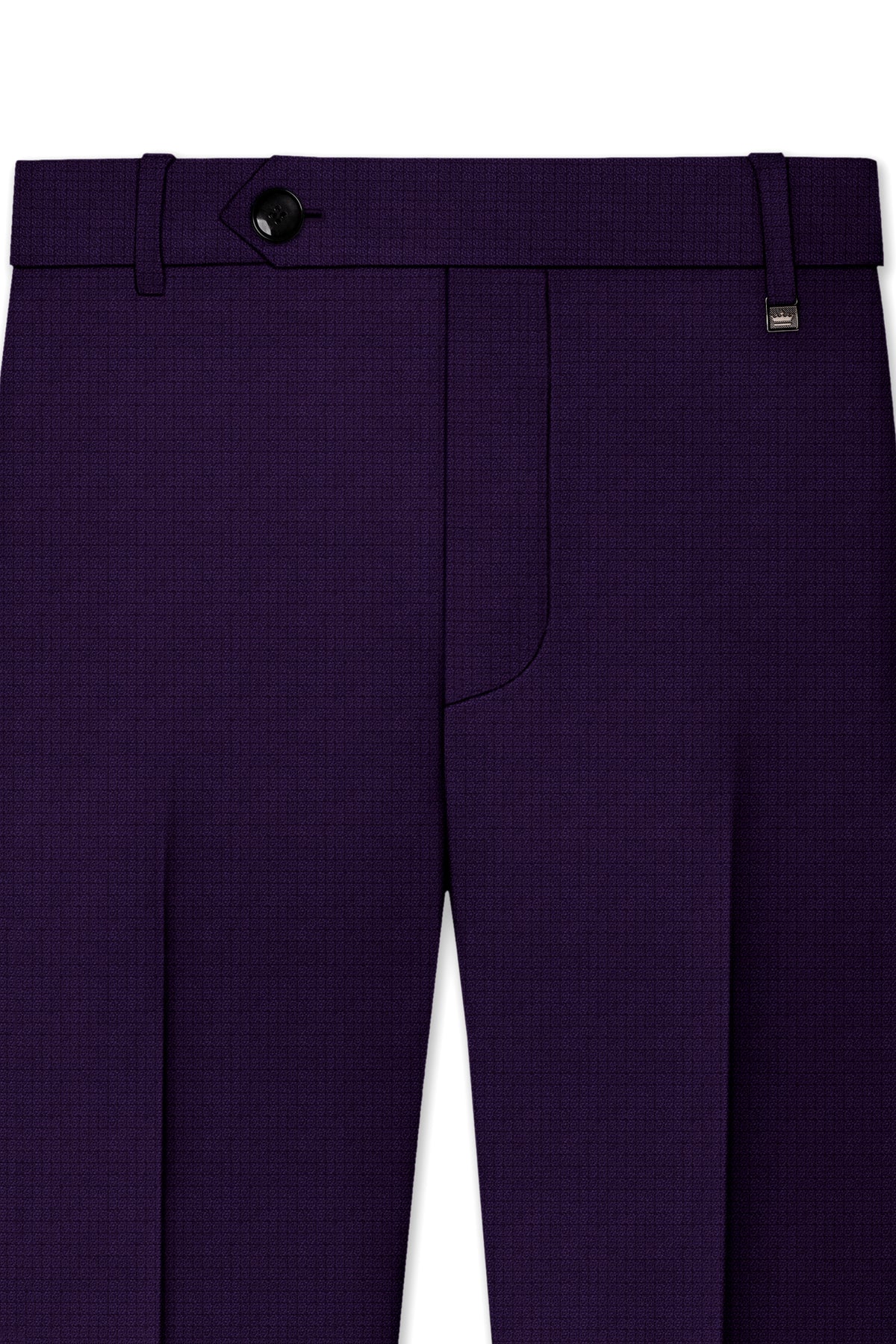 Mauve-Cedar Purple Diamond Textured Wool Rich Slight Stretch Cross Placket Bandhgala Suit