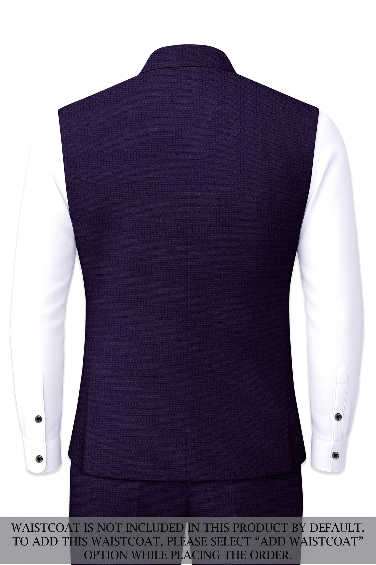 Mauve-Cedar Purple Diamond Textured Wool Rich Slight Stretch Cross Placket Bandhgala Suit