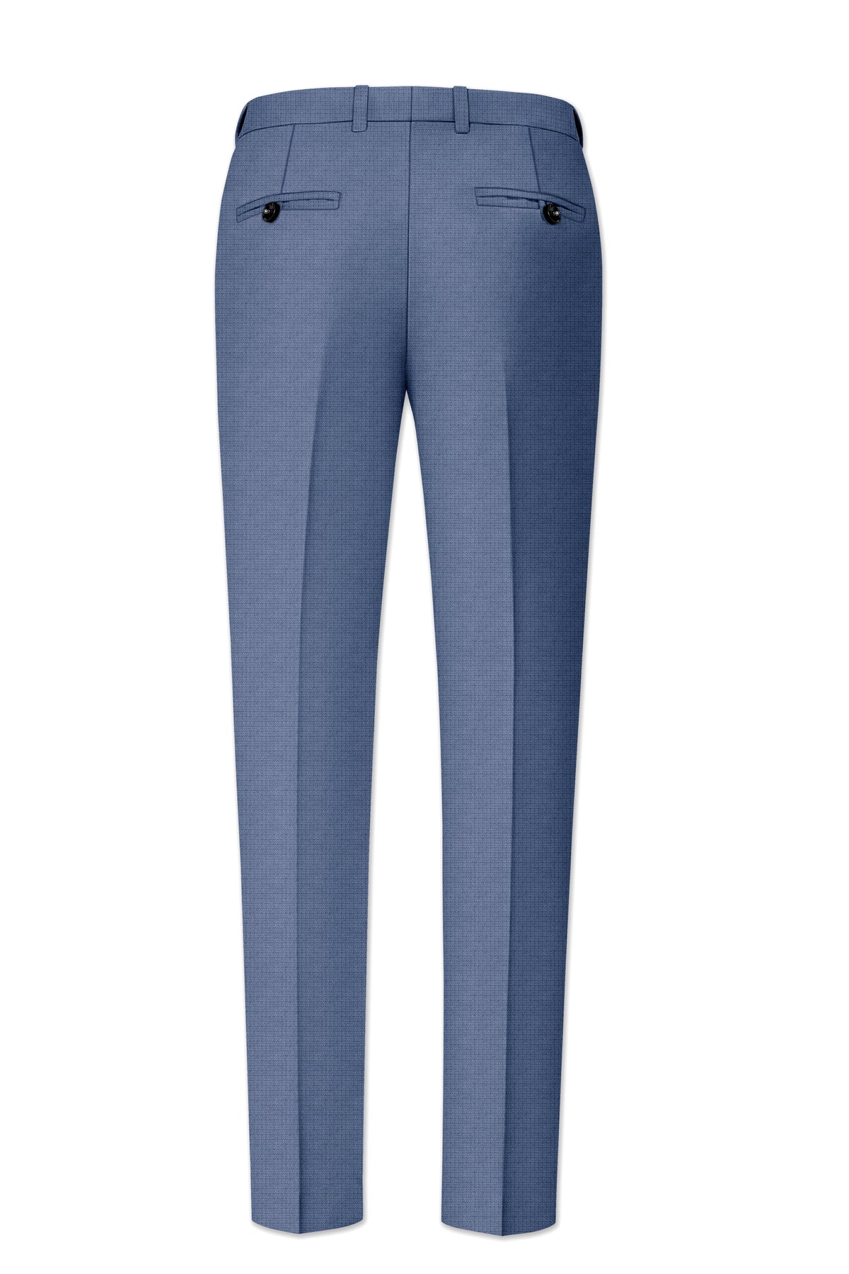 Sapphire-Raven Blue Diamond Textured Wool Rich Slight Stretch Cross Placket Bandhgala Suit