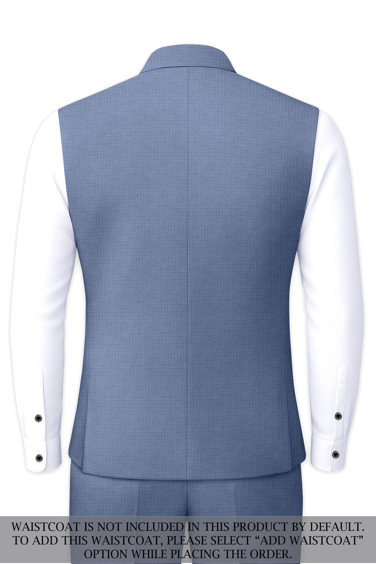 Sapphire-Raven Blue Diamond Textured Wool Rich Slight Stretch Cross Placket Bandhgala Suit