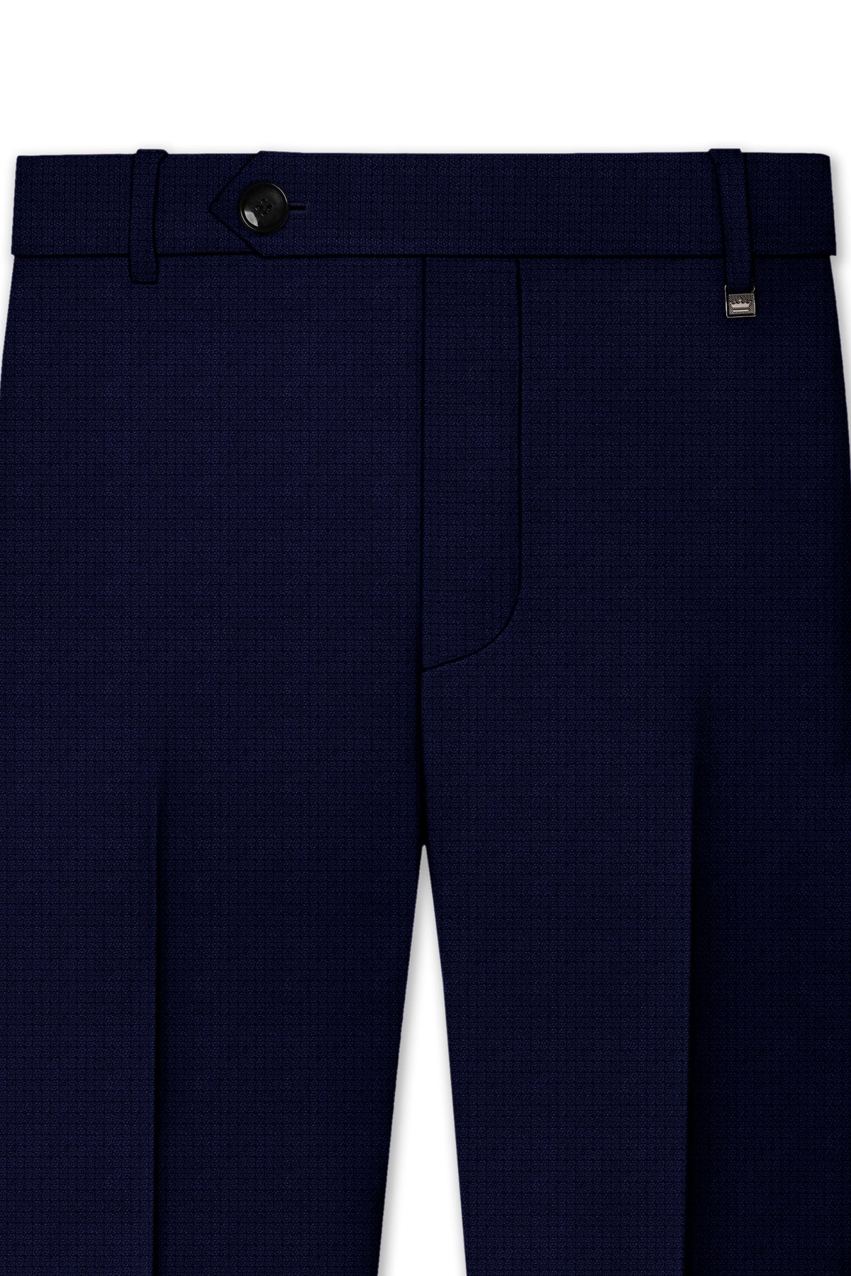 Sapphire-Haiti Blue Diamond Textured Wool Rich Slight Stretch Cross Placket Bandhgala Suit