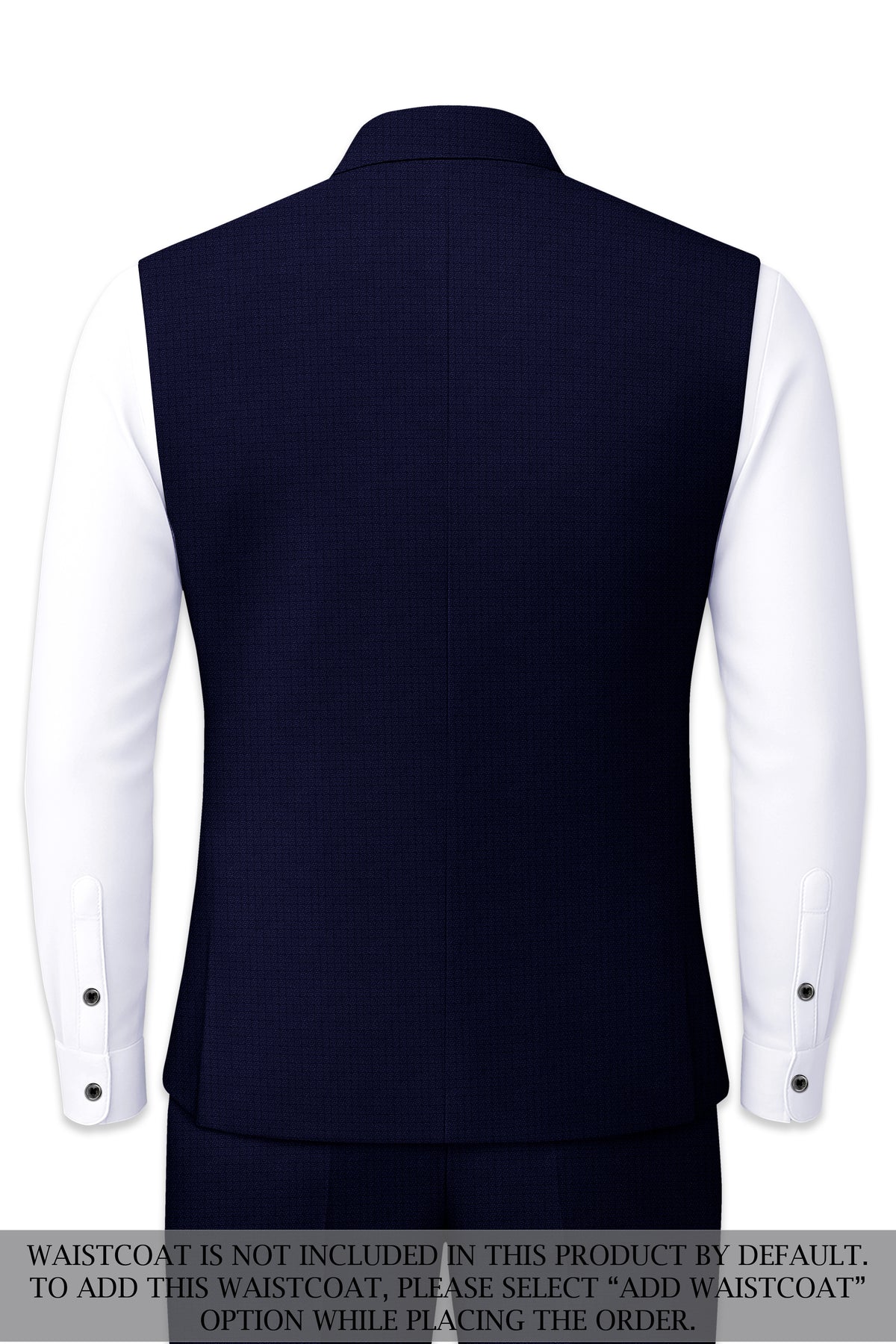 Sapphire-Haiti Blue Diamond Textured Wool Rich Slight Stretch Cross Placket Bandhgala Suit