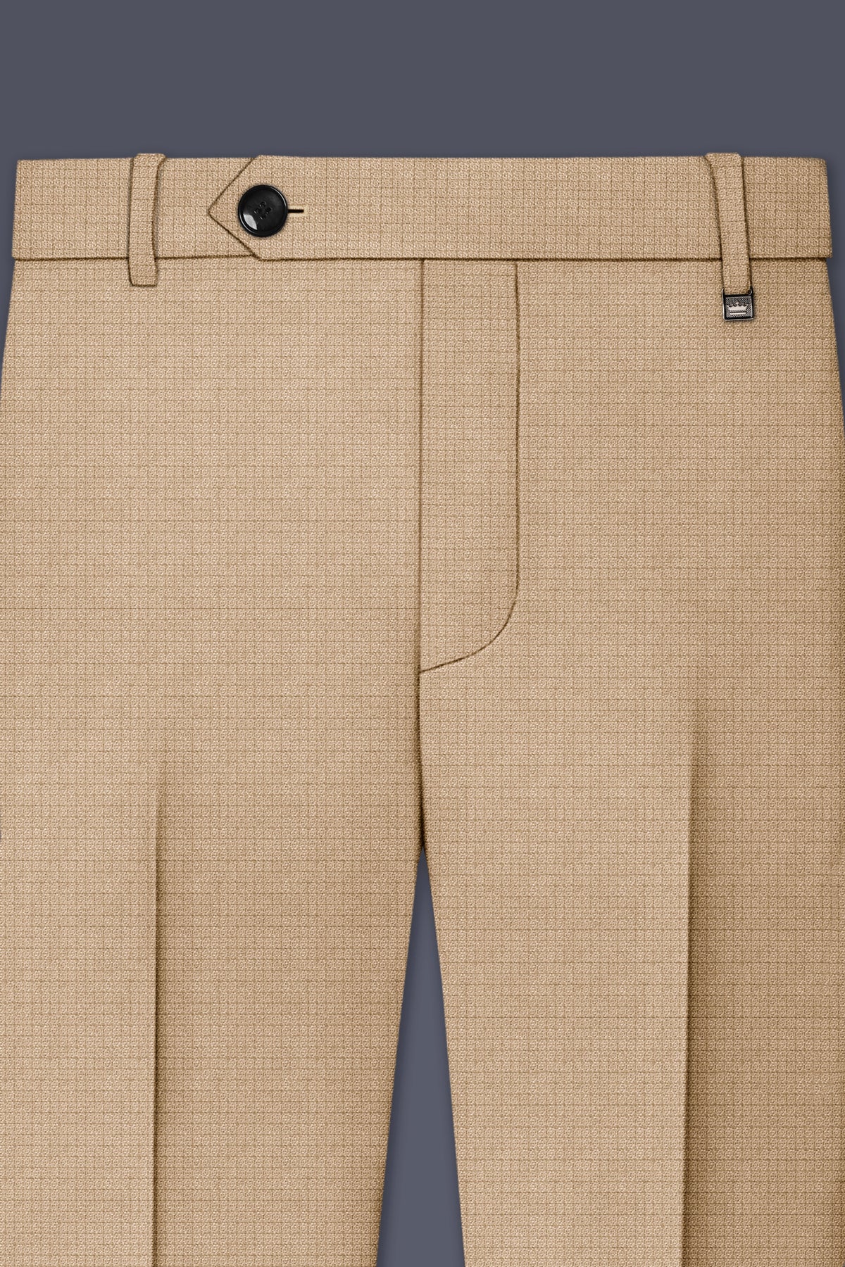 Mahogany-Pavlova Brown Diamond Textured Wool Rich Slight Stretch Cross Placket Bandhgala Suit