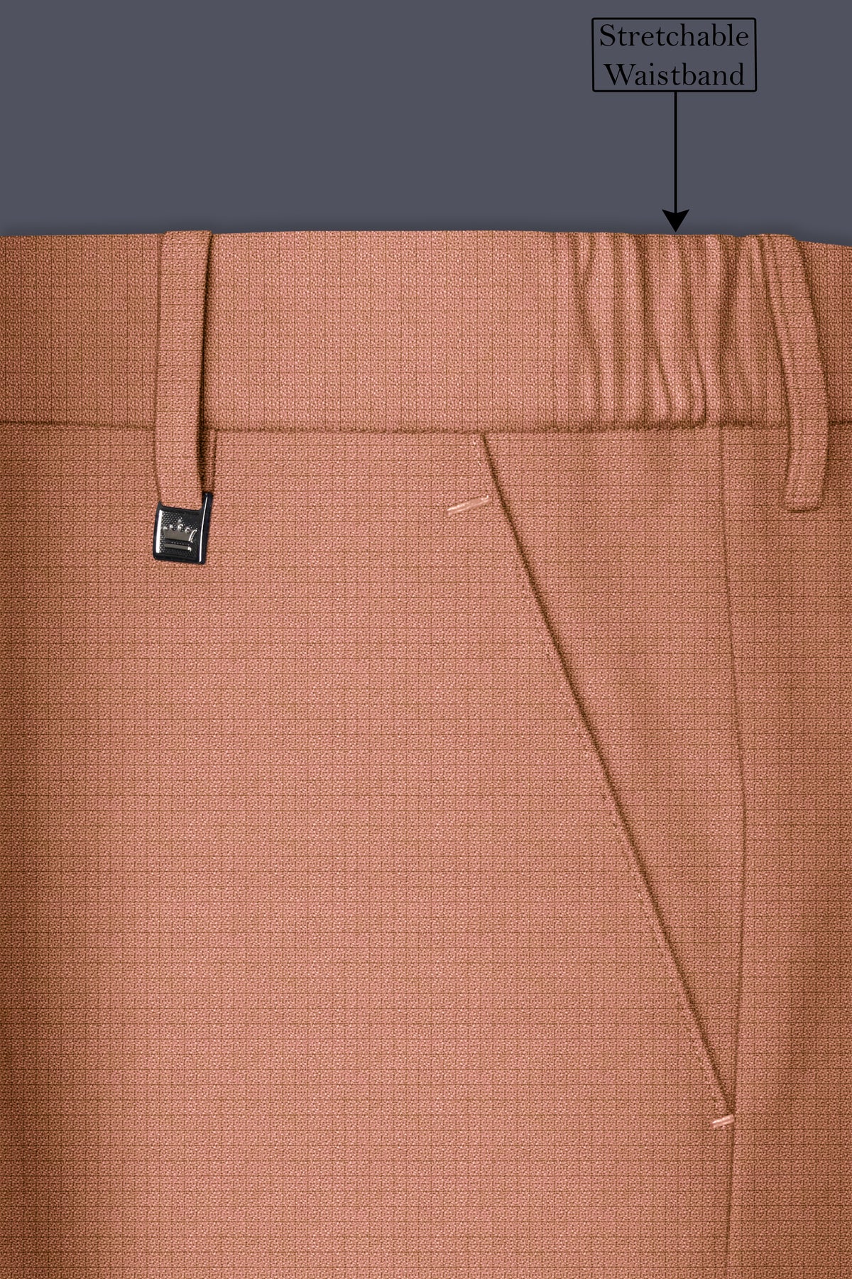 Terracotta-Salmon Brown Diamond Textured Wool Rich Slight Stretch Tuxedo Suit