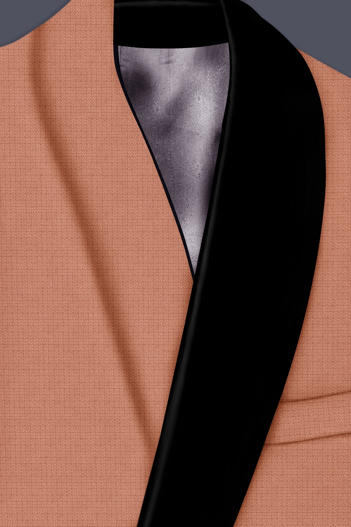 Terracotta-Salmon Brown Diamond Textured Wool Rich Slight Stretch Tuxedo Suit