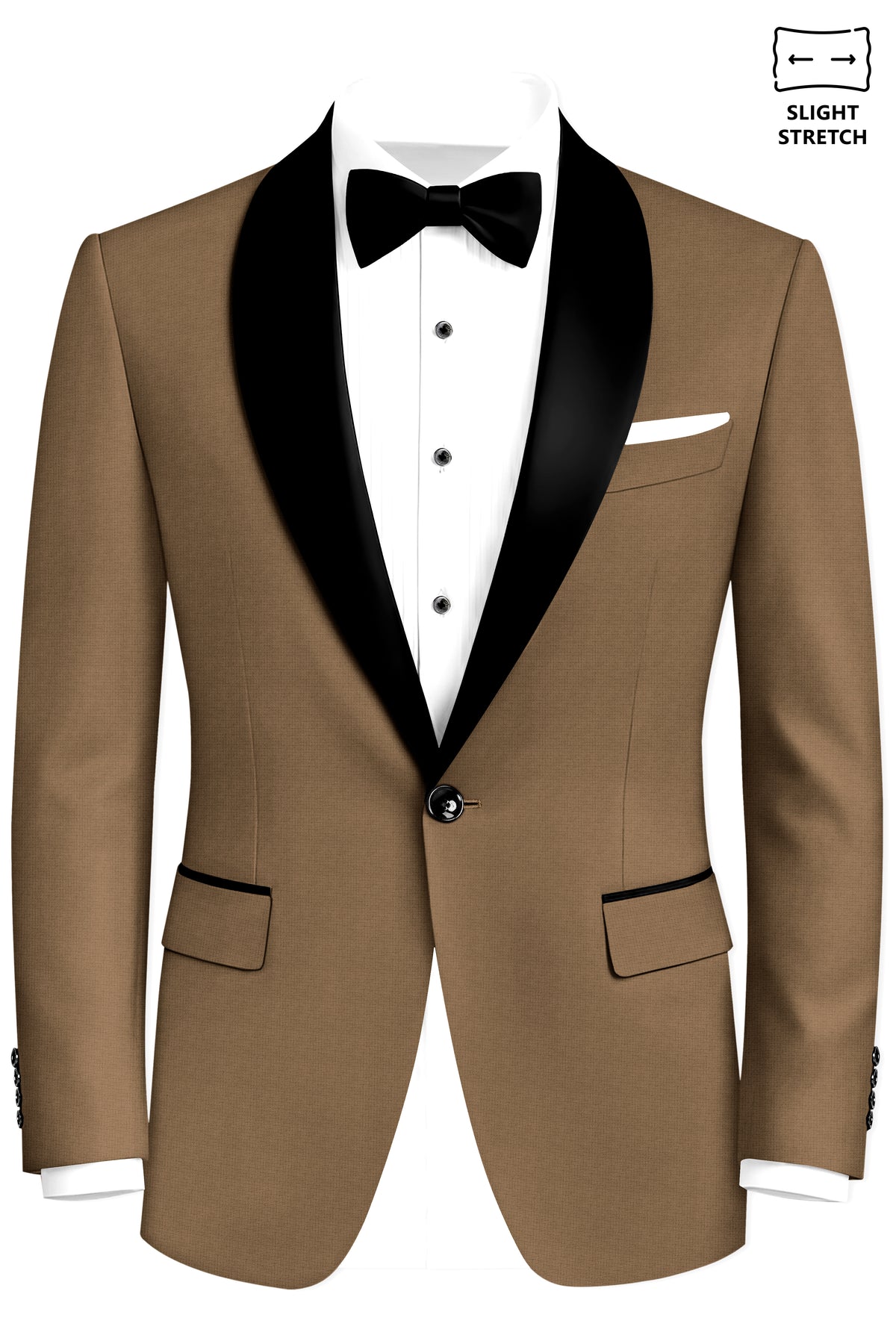 Cordovan-Mondo Brown Diamond Textured Wool Rich Slight Stretch Tuxedo Suit