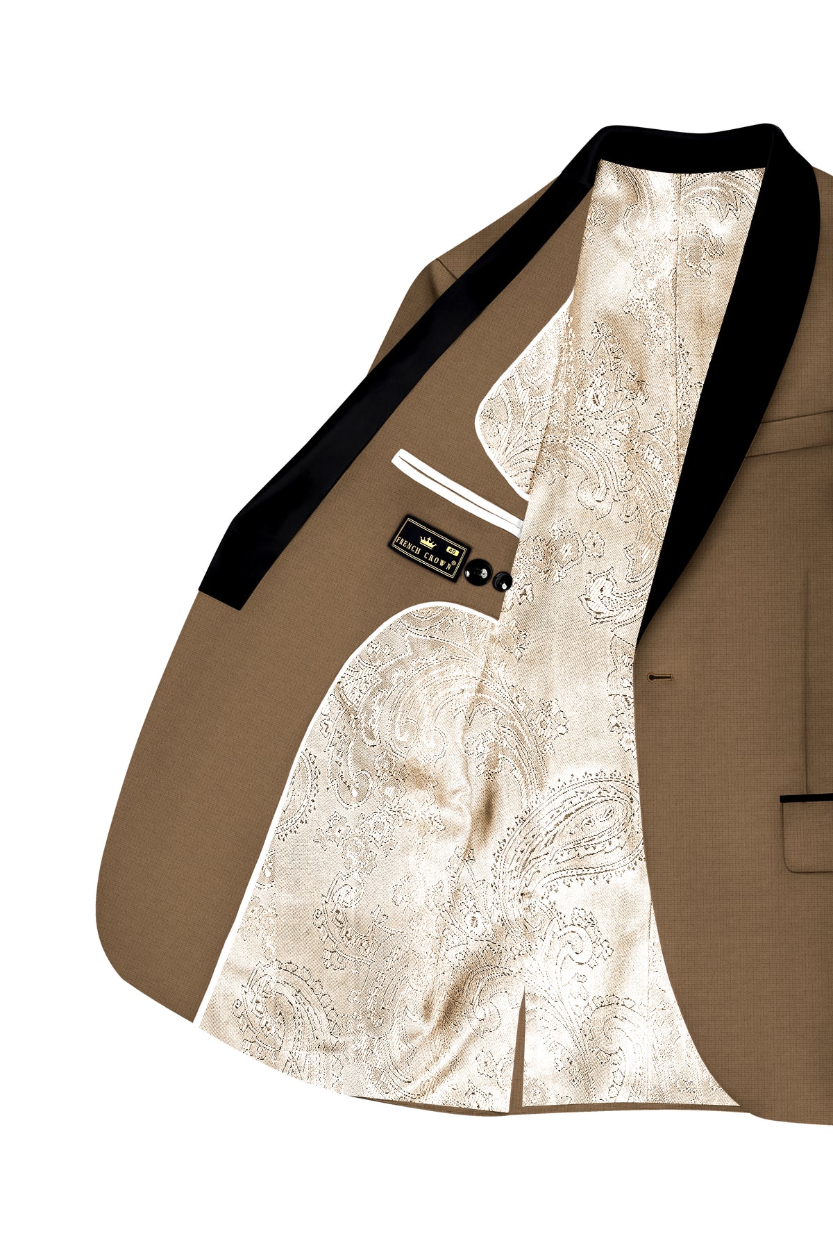 Cordovan-Mondo Brown Diamond Textured Wool Rich Slight Stretch Tuxedo Suit