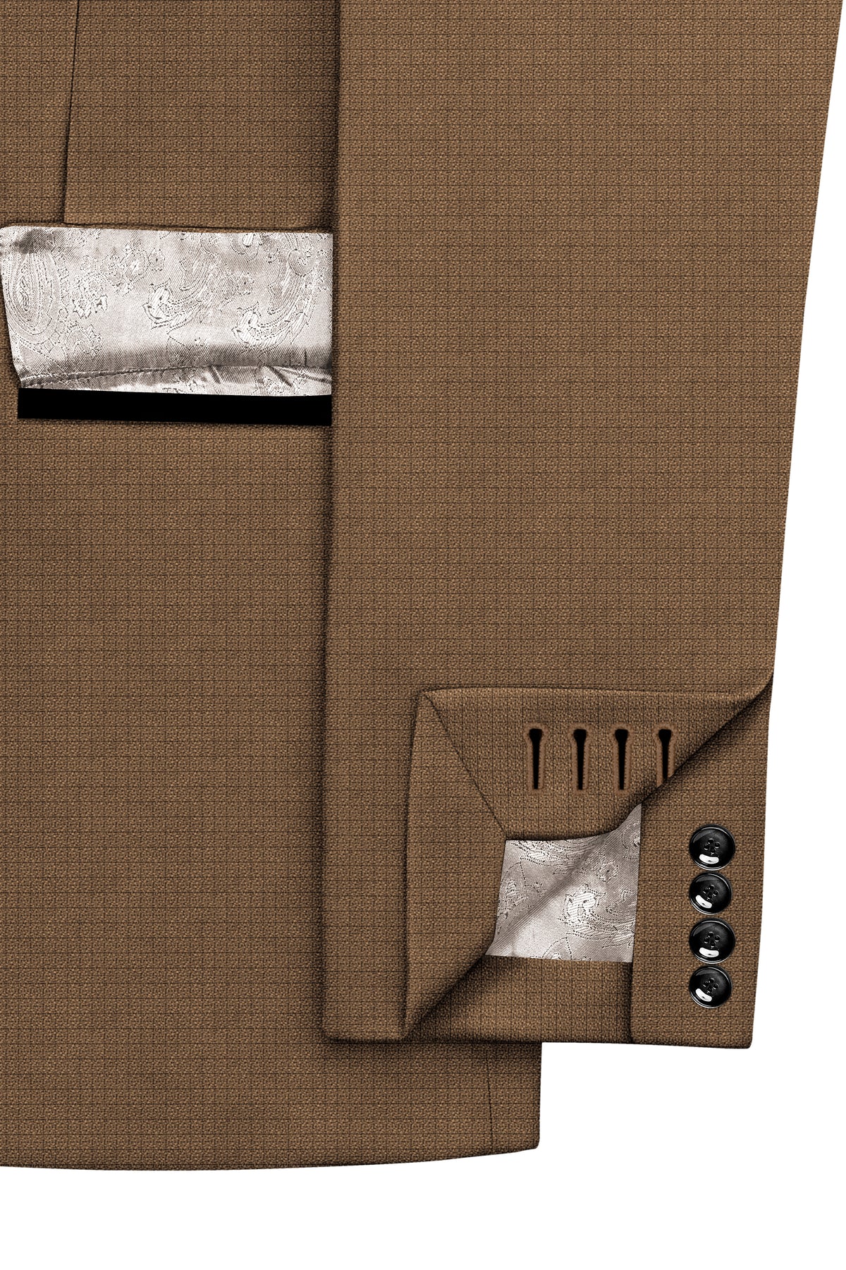Cordovan-Mondo Brown Diamond Textured Wool Rich Slight Stretch Tuxedo Suit