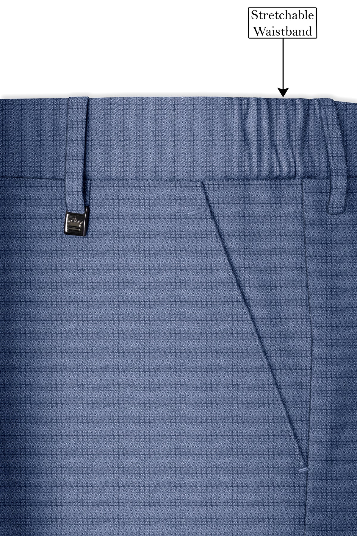 Sapphire-Raven Blue Diamond Textured Wool Rich Slight Stretch Peak Lapel Tuxedo Suit