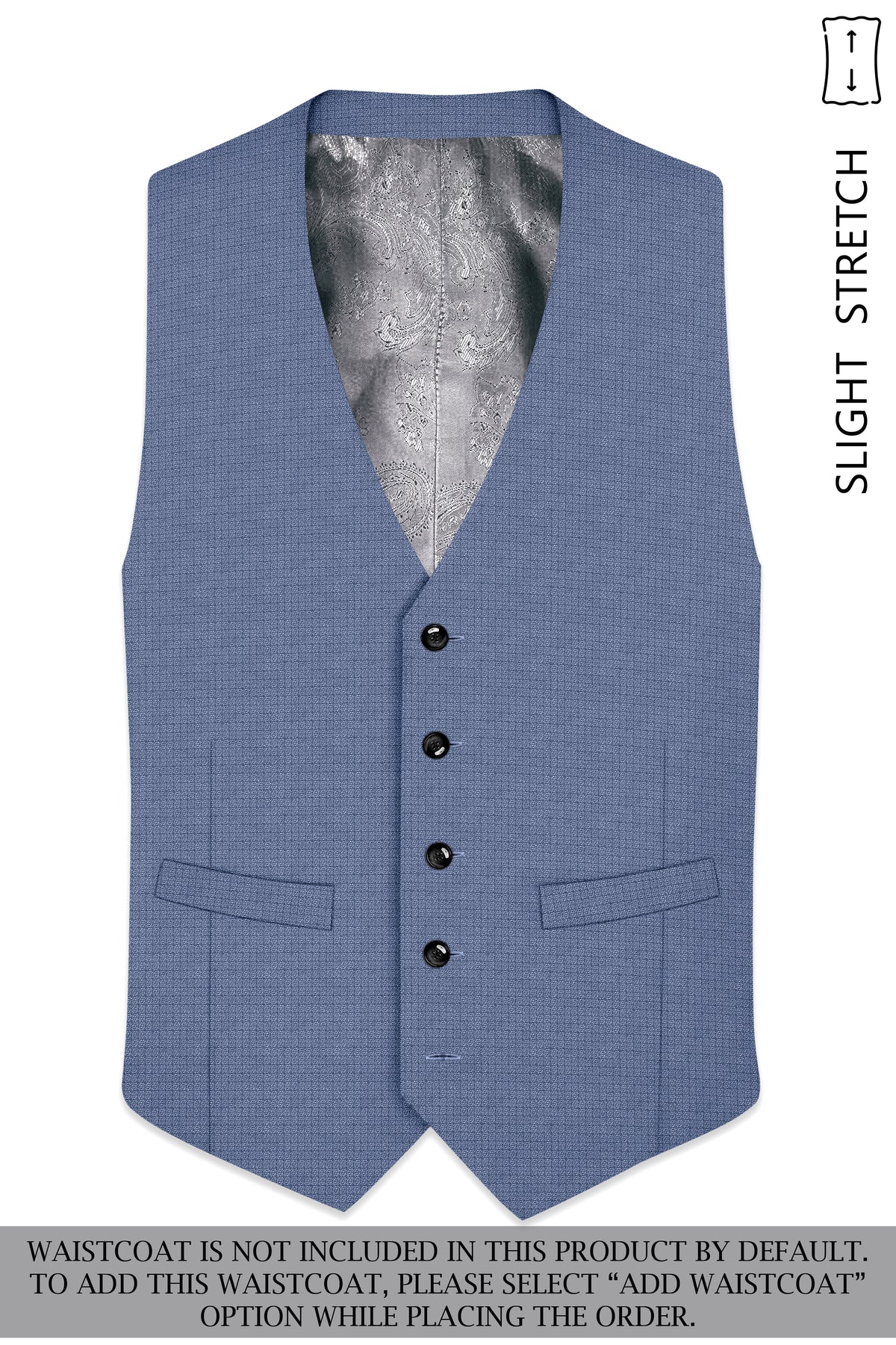 Sapphire-Raven Blue Diamond Textured Wool Rich Slight Stretch Peak Lapel Tuxedo Suit