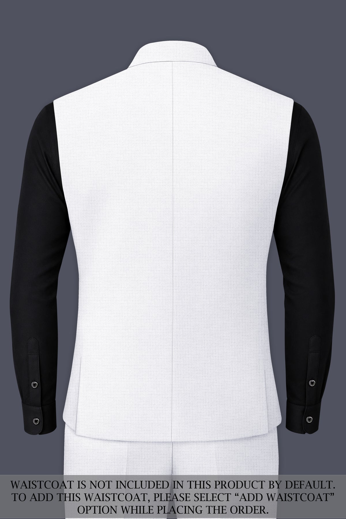 Porcelain-Bright White Diamond Textured Wool Rich Slight Stretch Bandhgala Suit