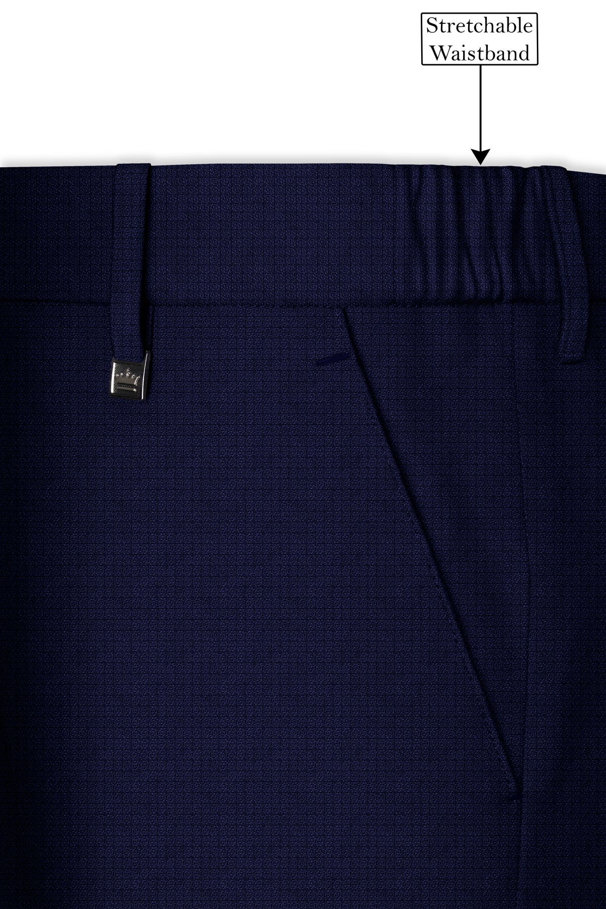 Sapphire-Haiti Blue Diamond Textured Wool Rich Slight Stretch Peak Lapel Tuxedo Suit