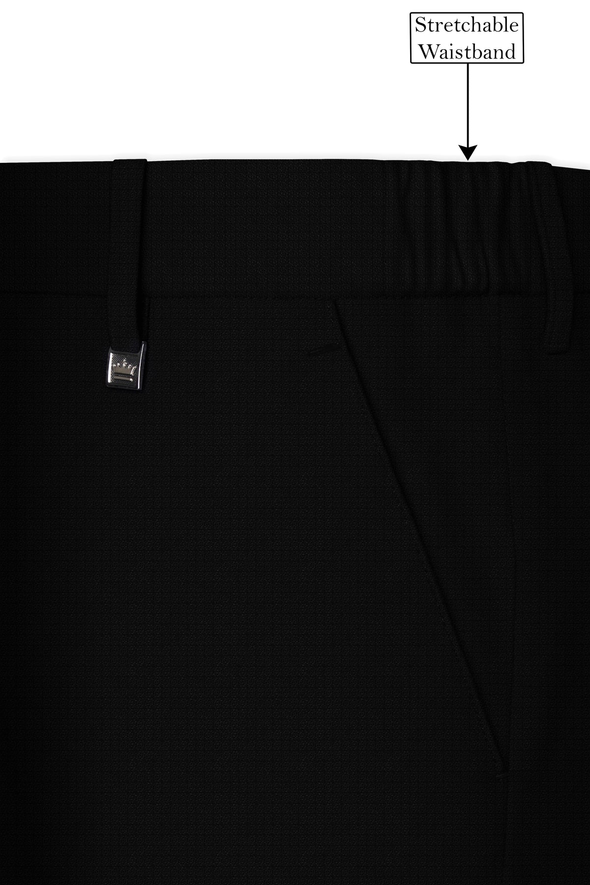 Obsidian-Jade Black Diamond Textured Wool Rich Slight Stretch Bandhgala Suit