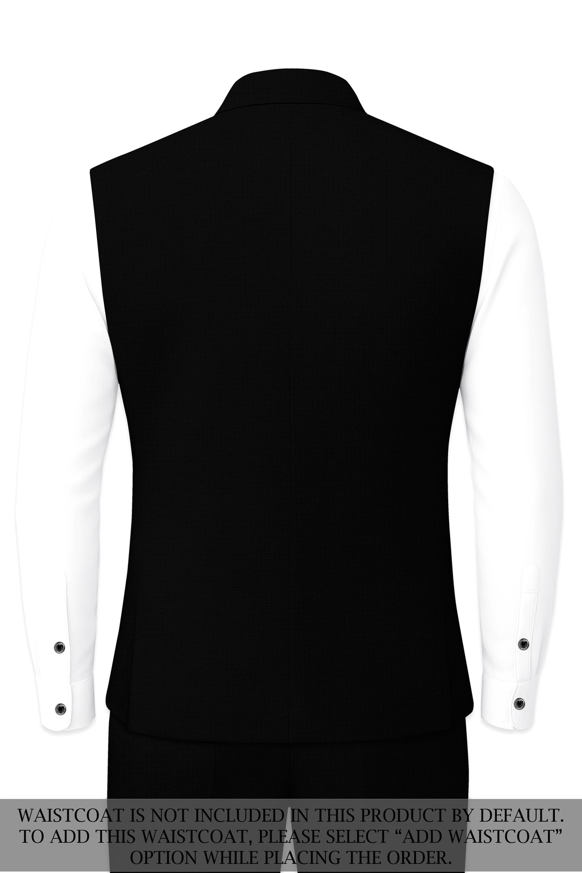 Obsidian-Jade Black Diamond Textured Wool Rich Slight Stretch Bandhgala Suit