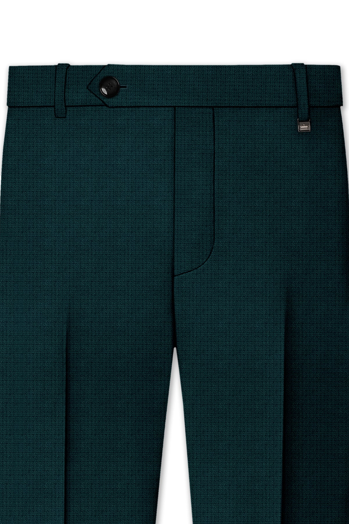 Facet-Dianne Green Diamond Textured Wool Rich Slight Stretch Bandhgala Suit