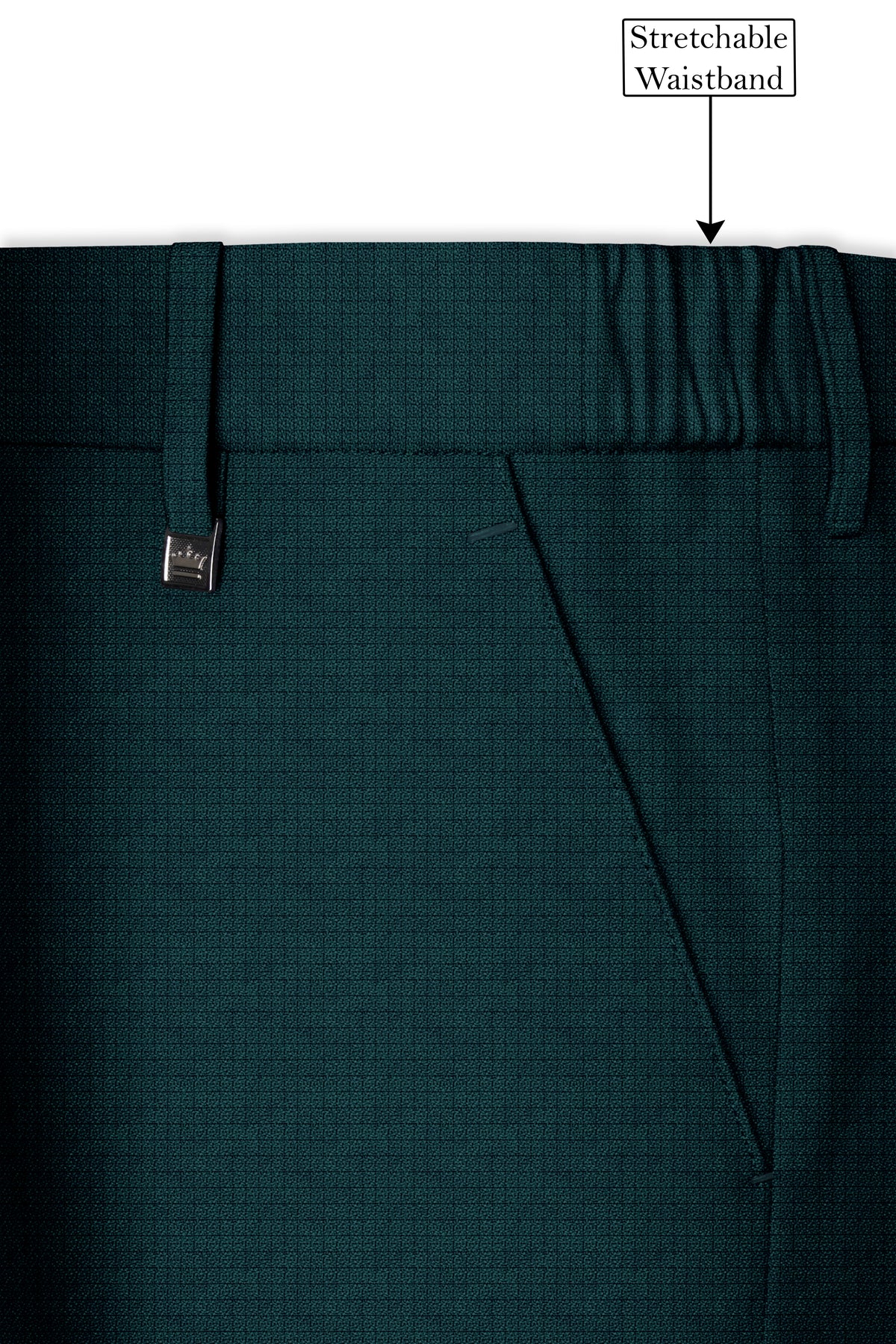 Facet-Dianne Green Diamond Textured Wool Rich Slight Stretch Bandhgala Suit