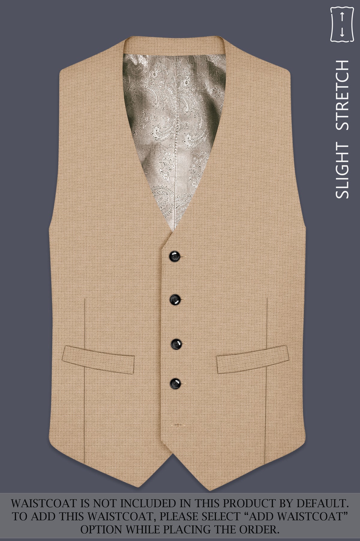 Mahogany-Pavlova Brown Diamond Textured Wool Rich Slight Stretch Peak Lapel Tuxedo Suit