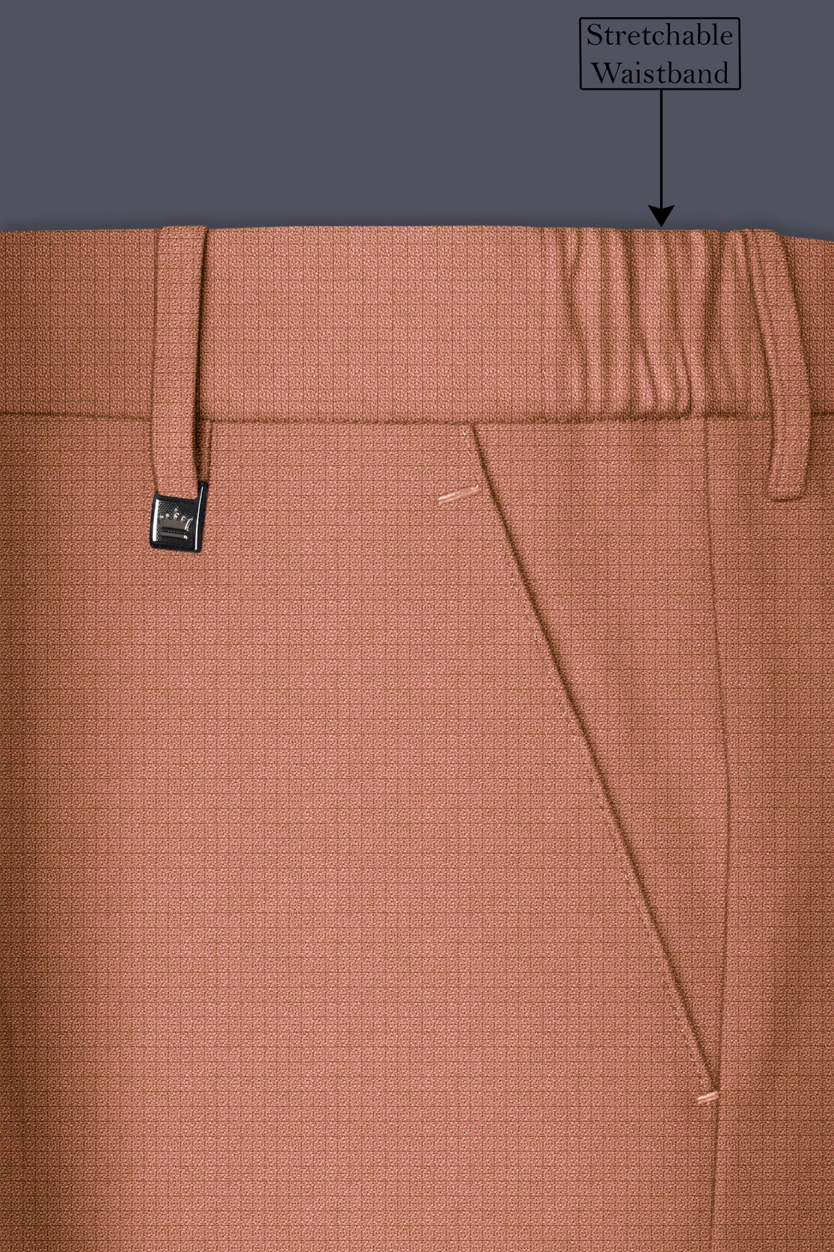 Terracotta-Salmon Brown Diamond Textured Wool Rich Slight Stretch Bandhgala Suit