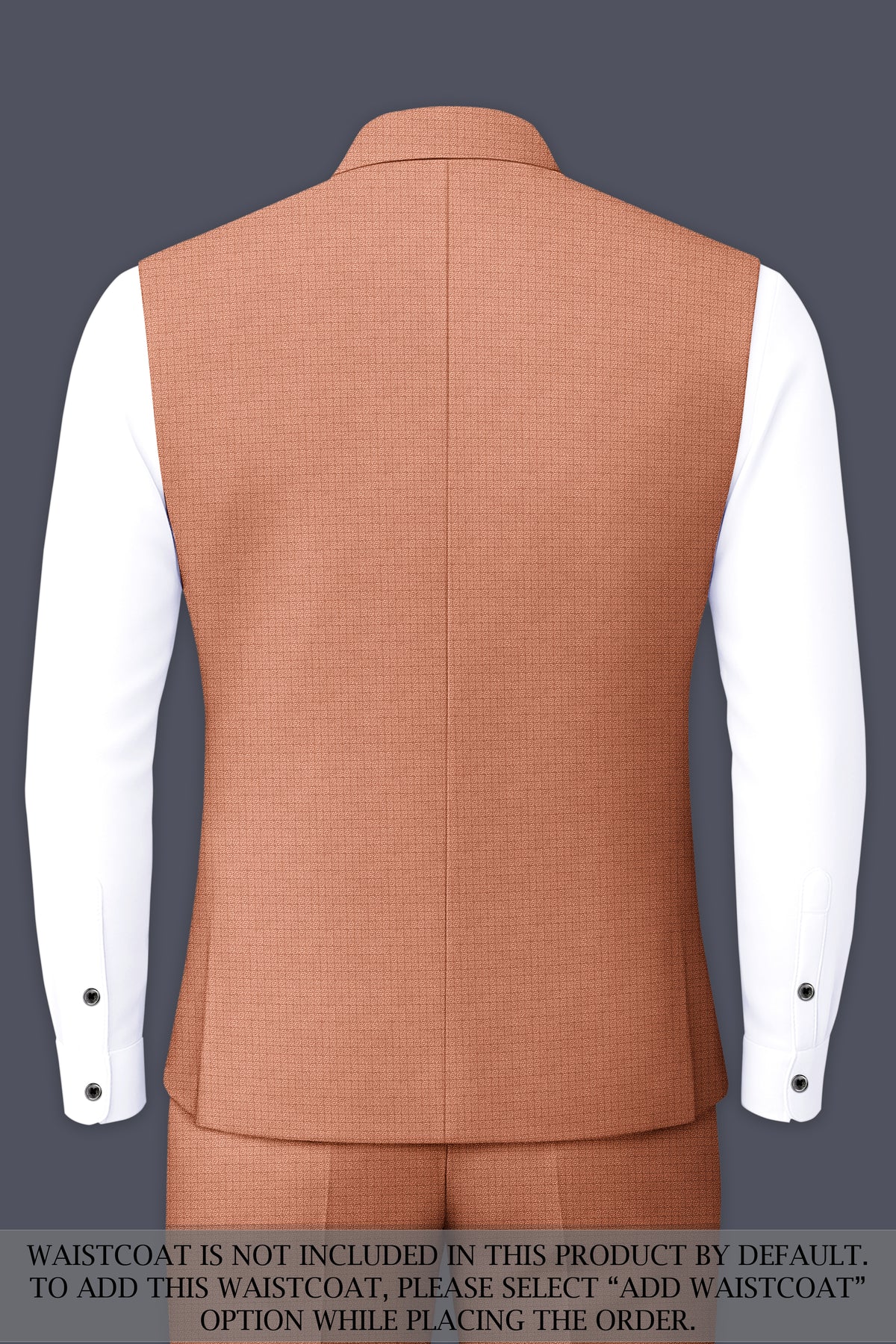 Terracotta-Salmon Brown Diamond Textured Wool Rich Slight Stretch Bandhgala Suit