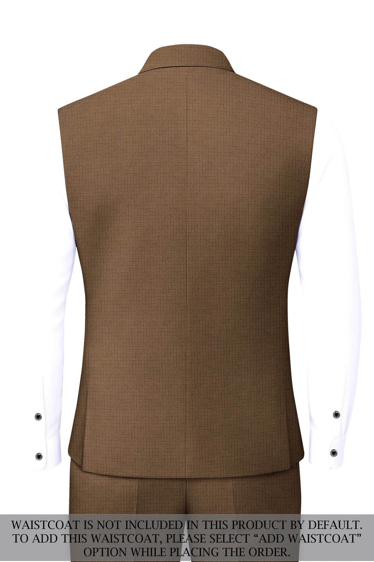 Cordovan-Mondo Brown Diamond Textured Wool Rich Slight Stretch Bandhgala Suit