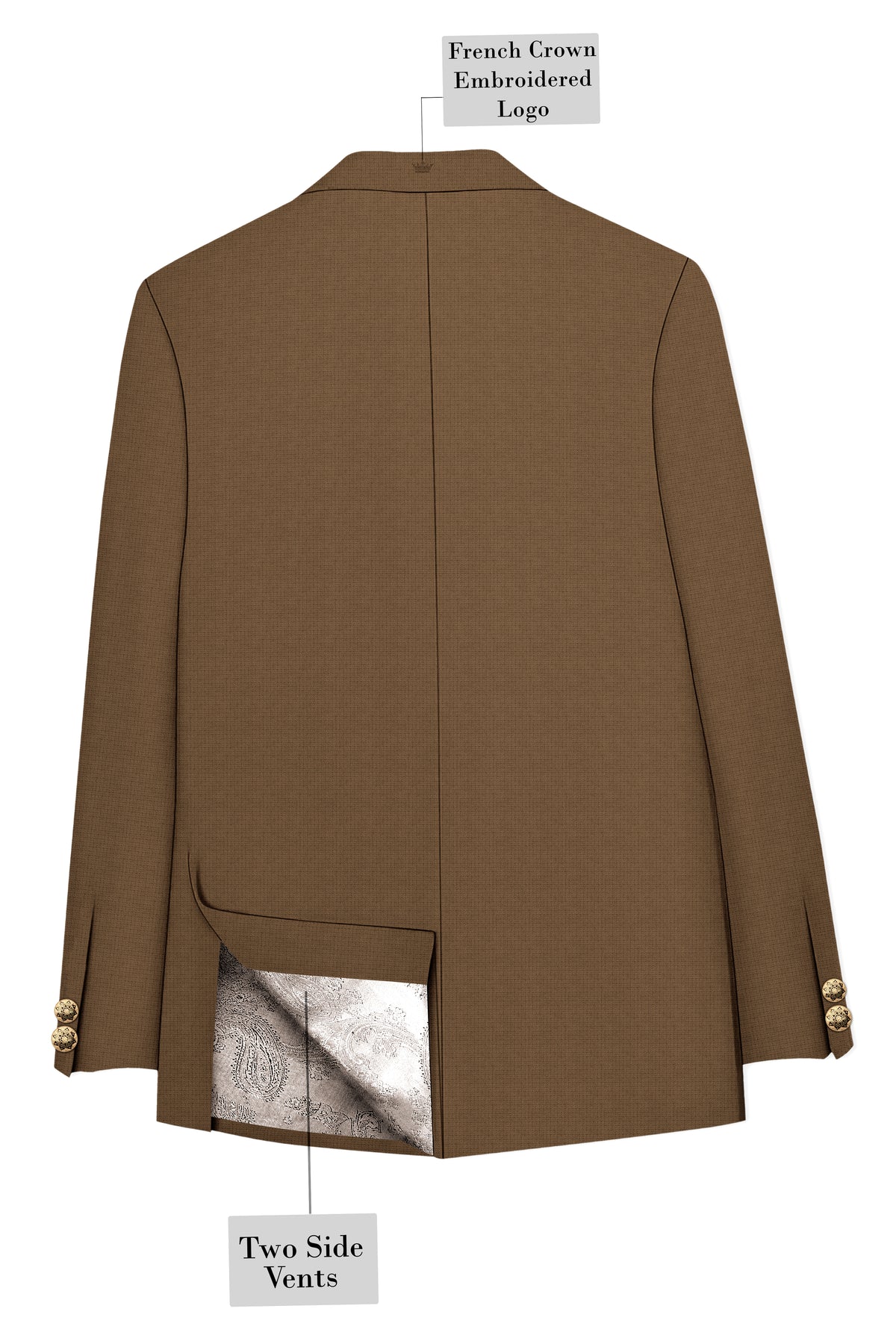 Cordovan-Mondo Brown Diamond Textured Wool Rich Slight Stretch Bandhgala Suit