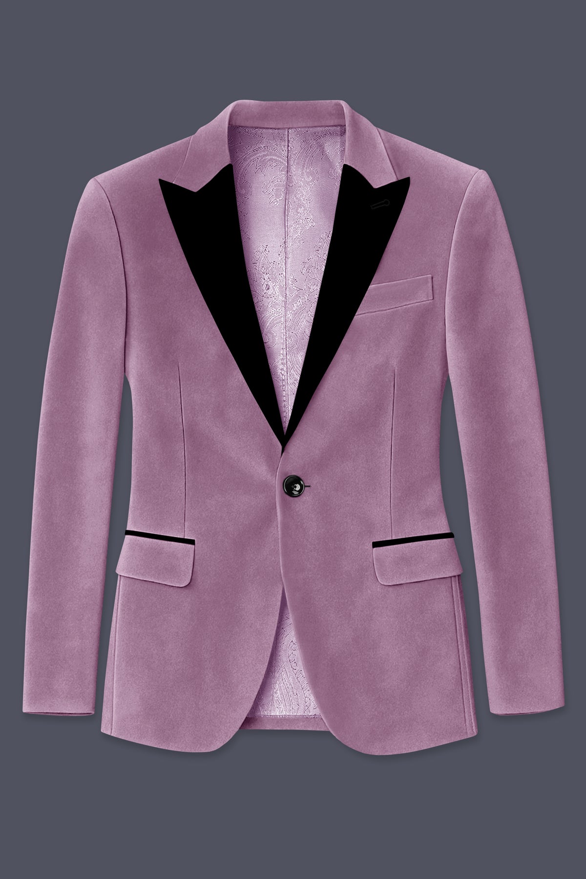 Veloura-Strikemaster Pink Velvet Peak Lapel Tuxedo Suit