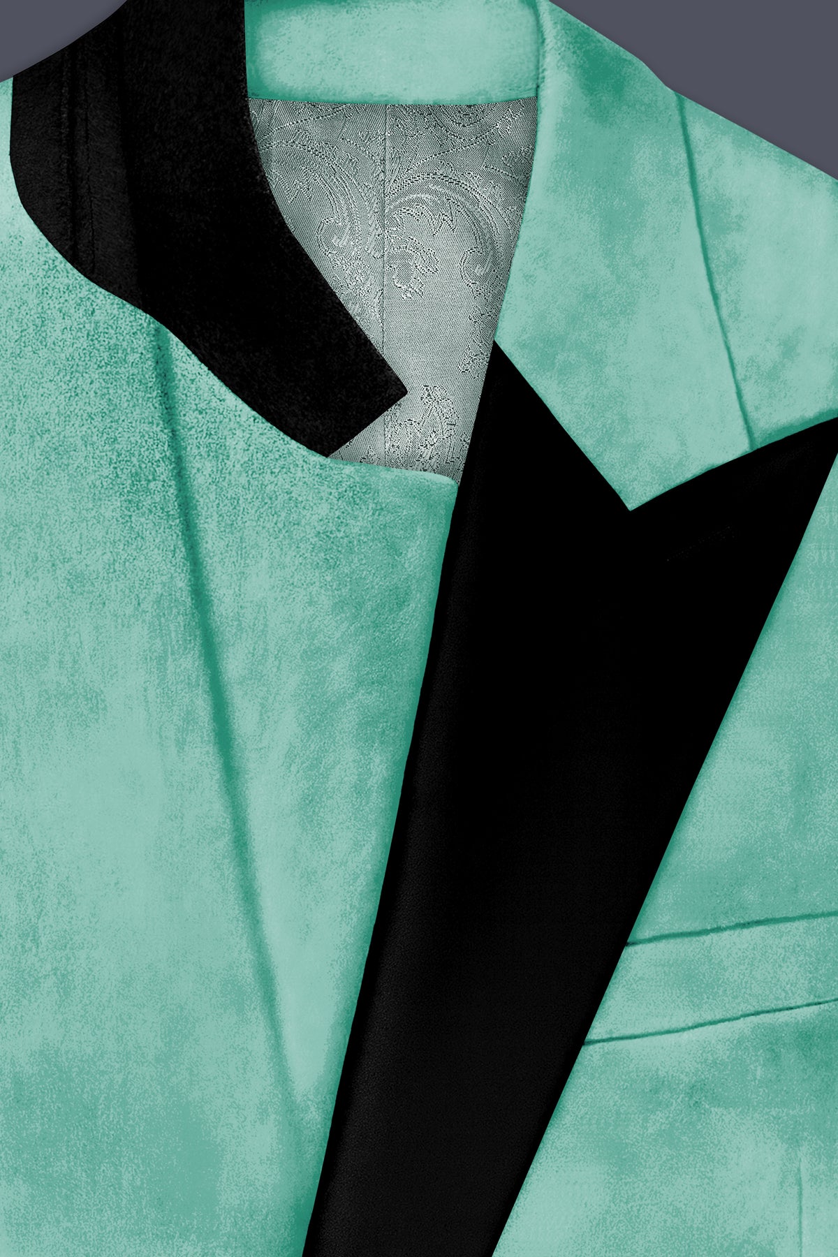 Sapphire-Cyan Blue Velvet Peak Lapel Tuxedo Suit