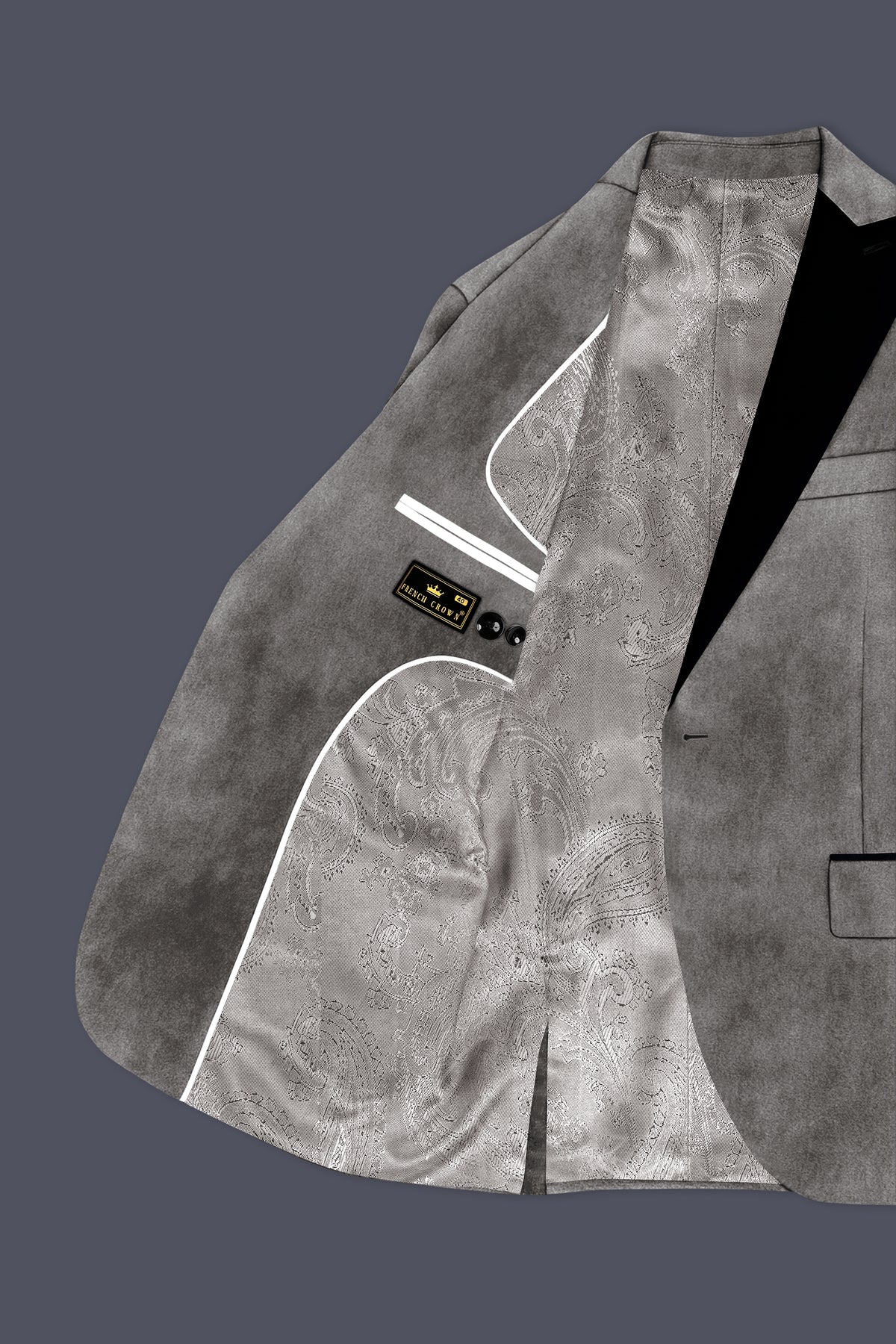 Noir-Chicago Gray Velvet Peak Lapel Tuxedo Suit