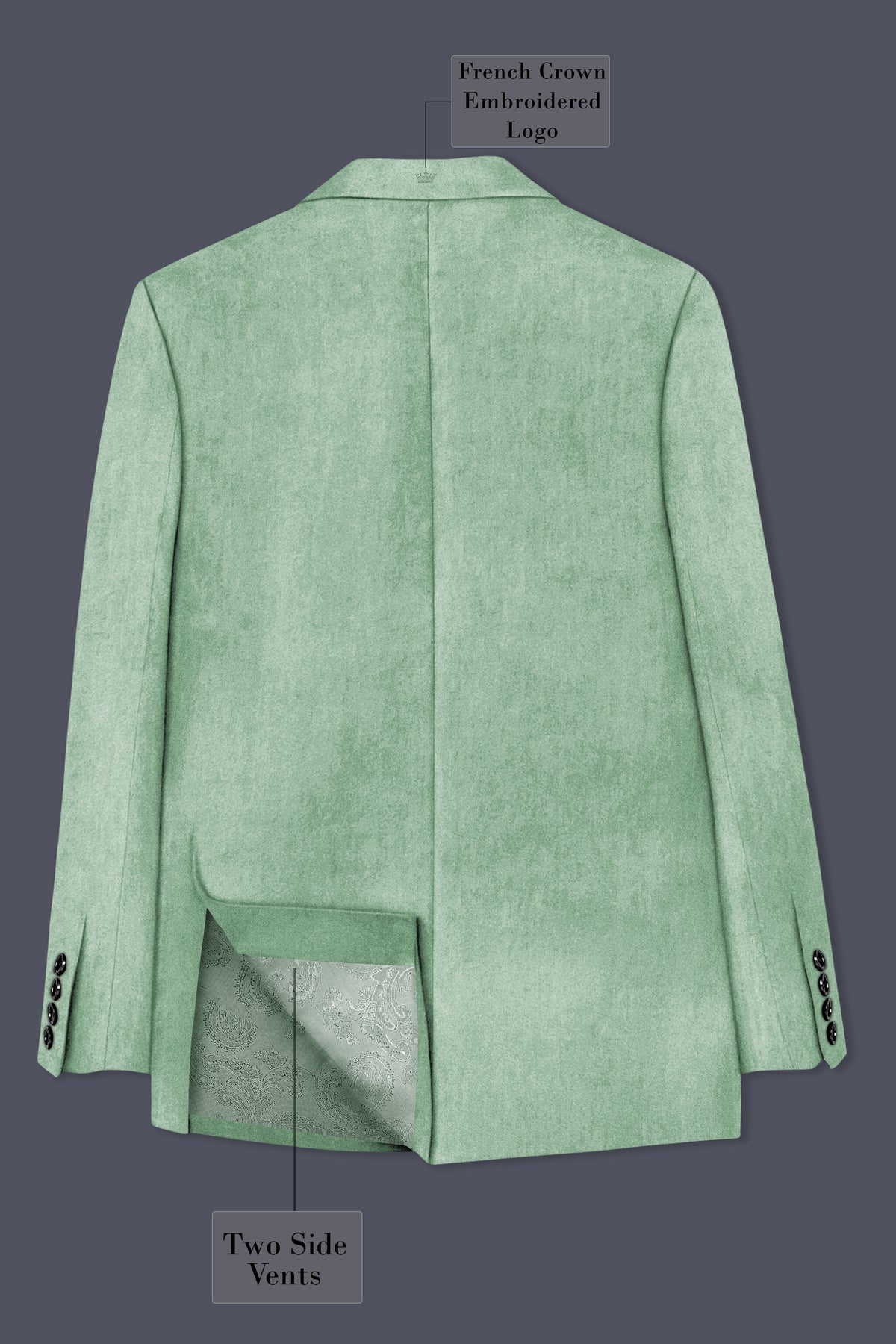 Nocturne-Amulet Green Velvet Peak Lapel Tuxedo Suit