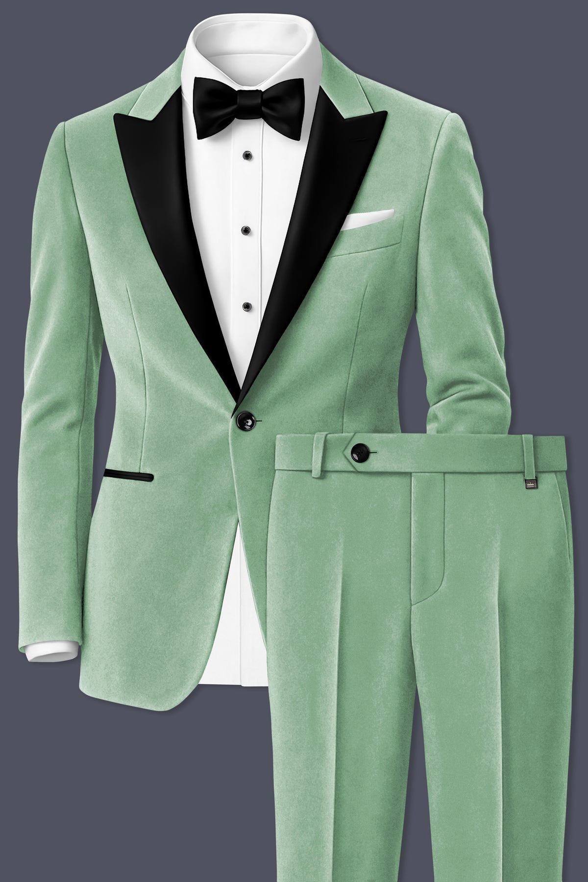 Nocturne-Amulet Green Velvet Peak Lapel Tuxedo Suit